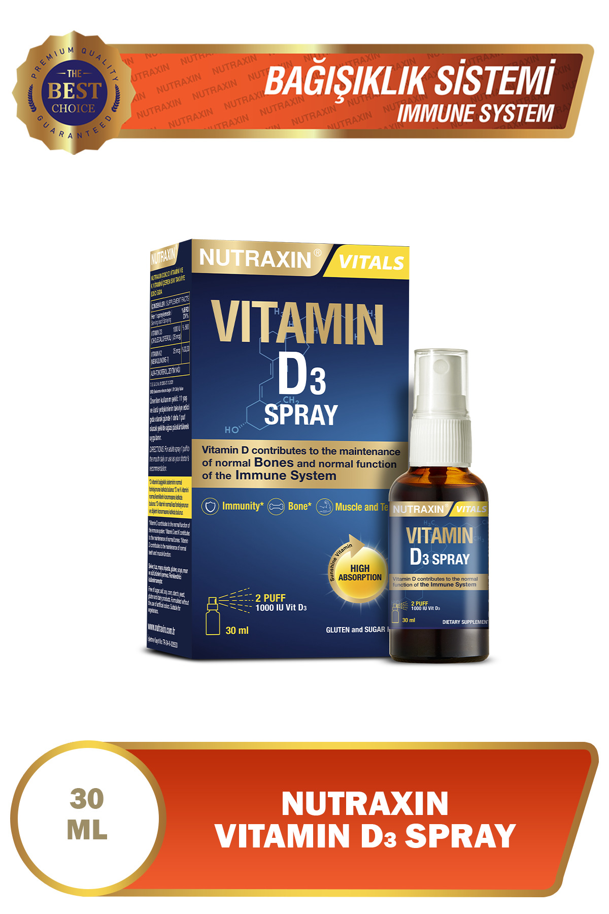 NUTRAXİN VİTAMİN D3 1.000 IU SPREY 30 ML - D3 VİTA-