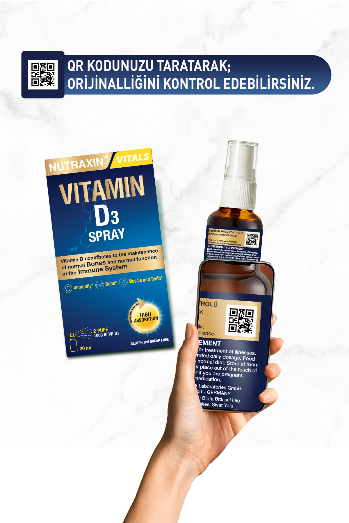 NUTRAXİN VİTAMİN D3 1.000 IU SPREY 30 ML - D3 VİTA-