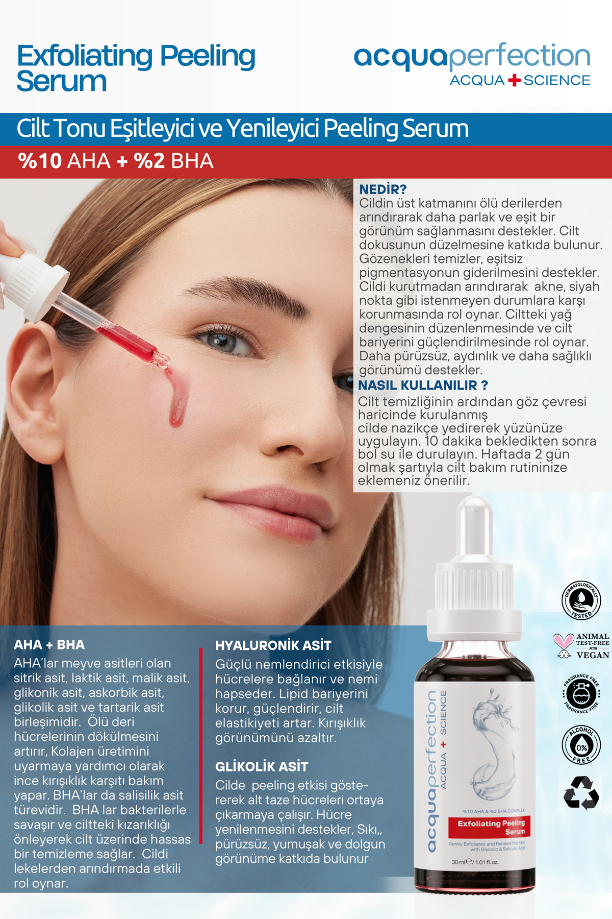 Acqua Perfection 10% AHA+2%BHA Kırmızı Peeling Ser-