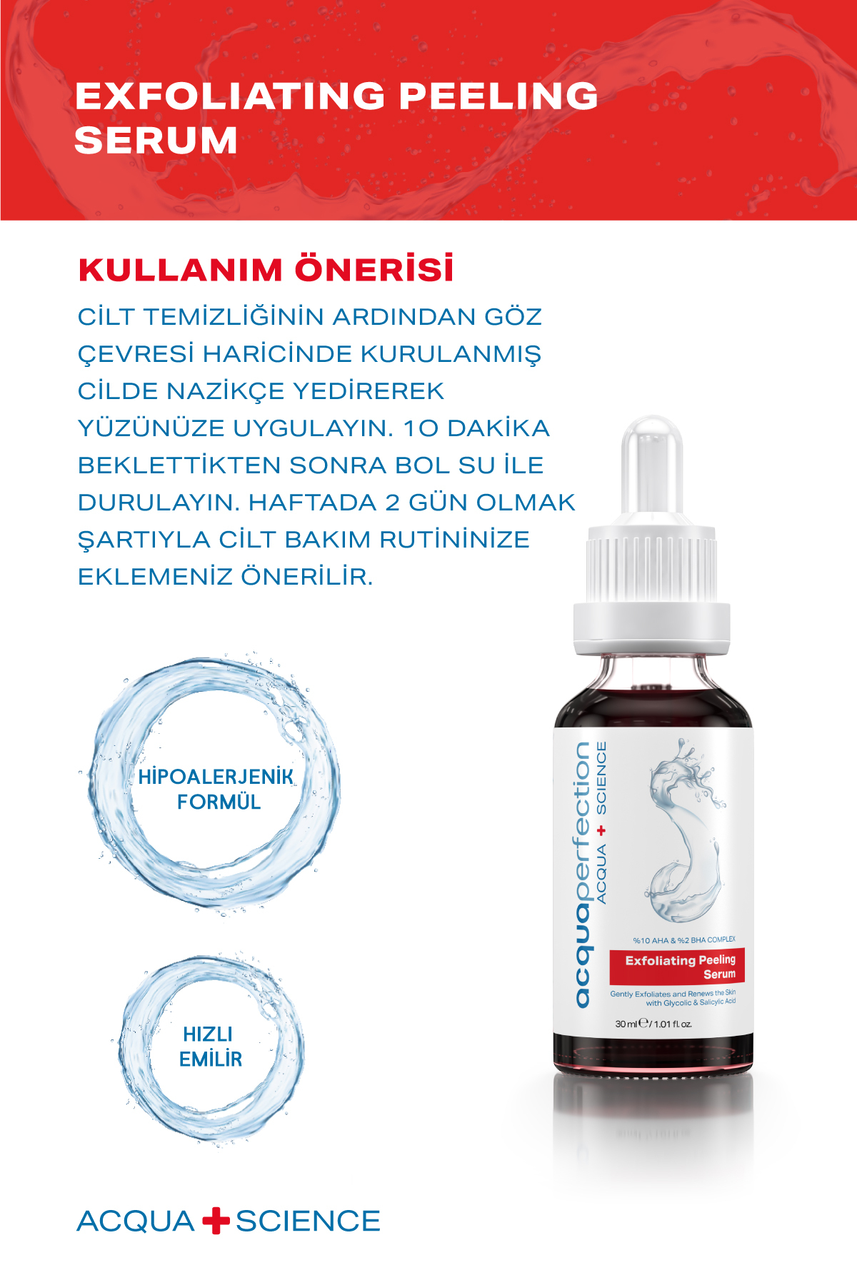 Acqua Perfection 10% AHA+2%BHA Kırmızı Peeling Ser-