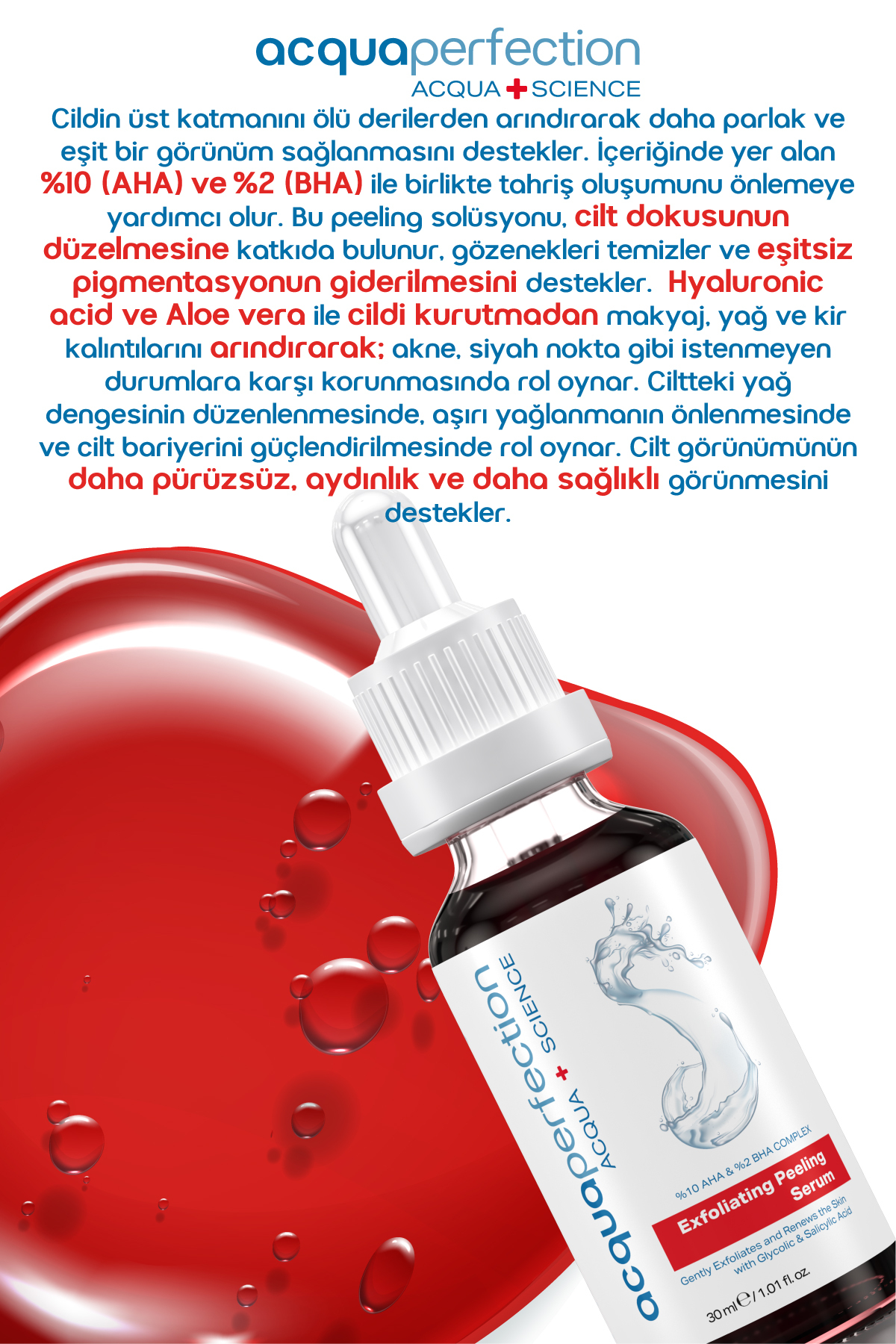 Acqua Perfection 10% AHA+2%BHA Kırmızı Peeling Ser-