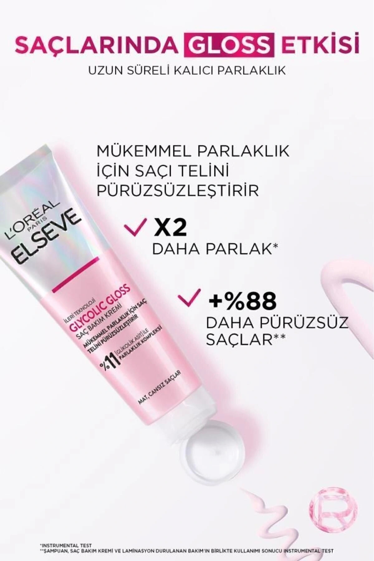 Elseve Glycolic Gloss Pürüssüzleştirici Saç Kremi-