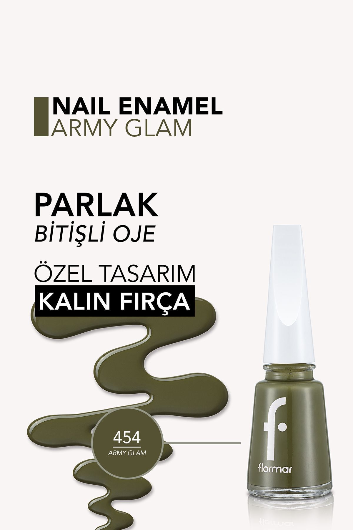FLORMAR SEDEFLİ PARLAK OJE 454(YEŞİL)  NAİL ENAMEL-