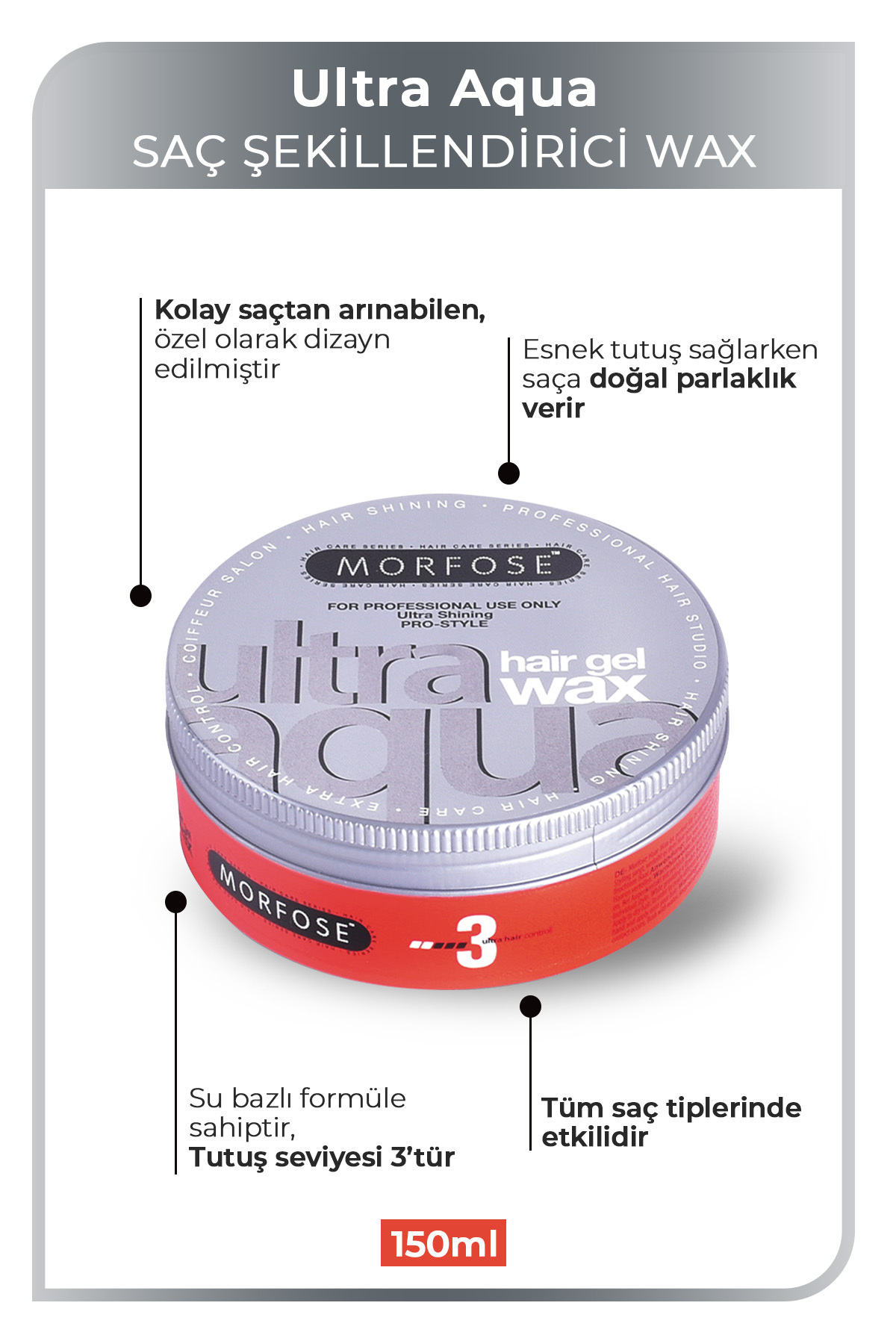 Morfose Ultra Aqua Hair Gel Wax 150 ml-