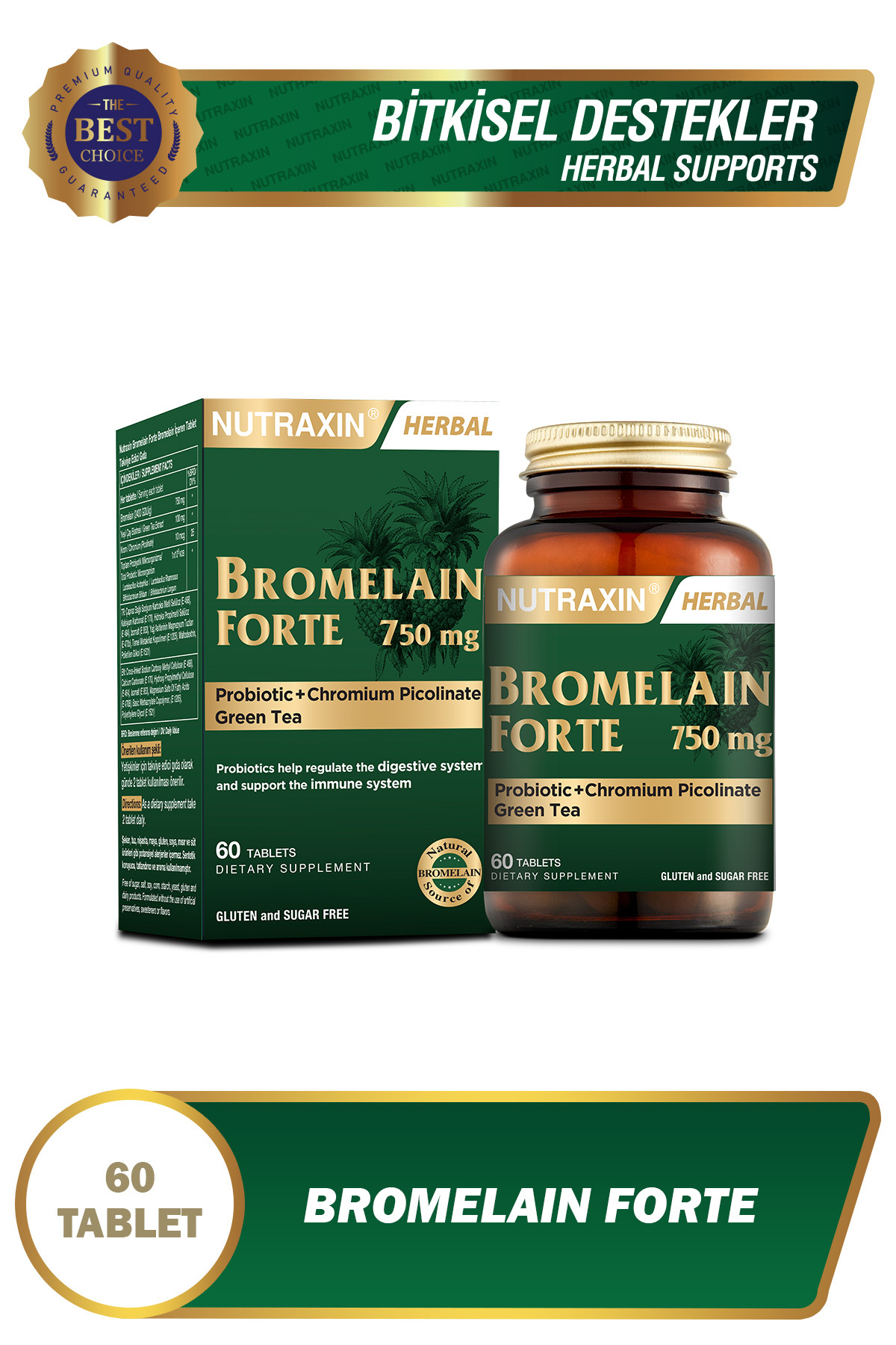 Nutraxin Bromelain Forte 60 Tablet - Bromelain Kro-