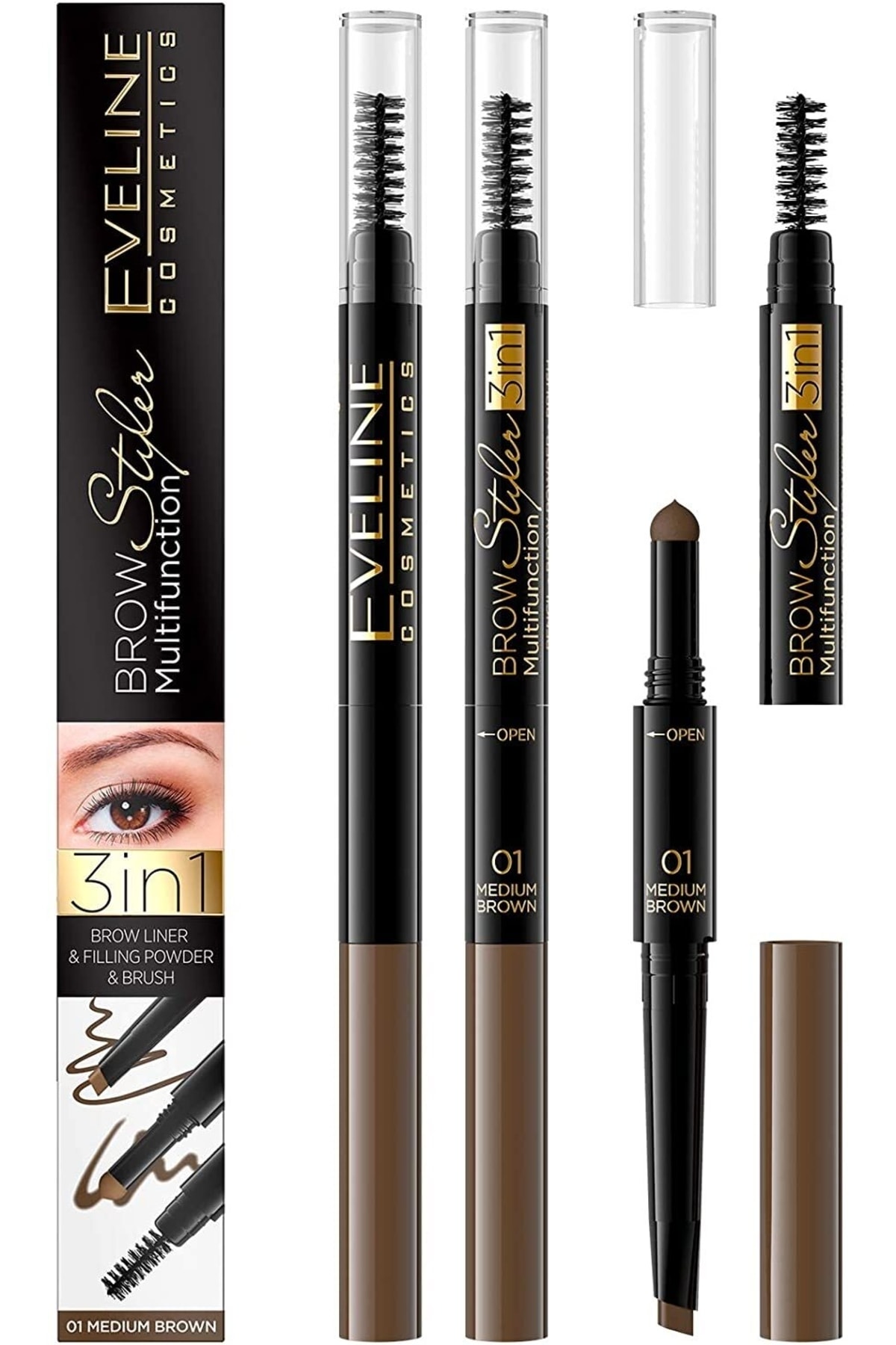 BROW STYLER 3IN1 MULTIFUNCTION 01 MEDIUM BROWN-