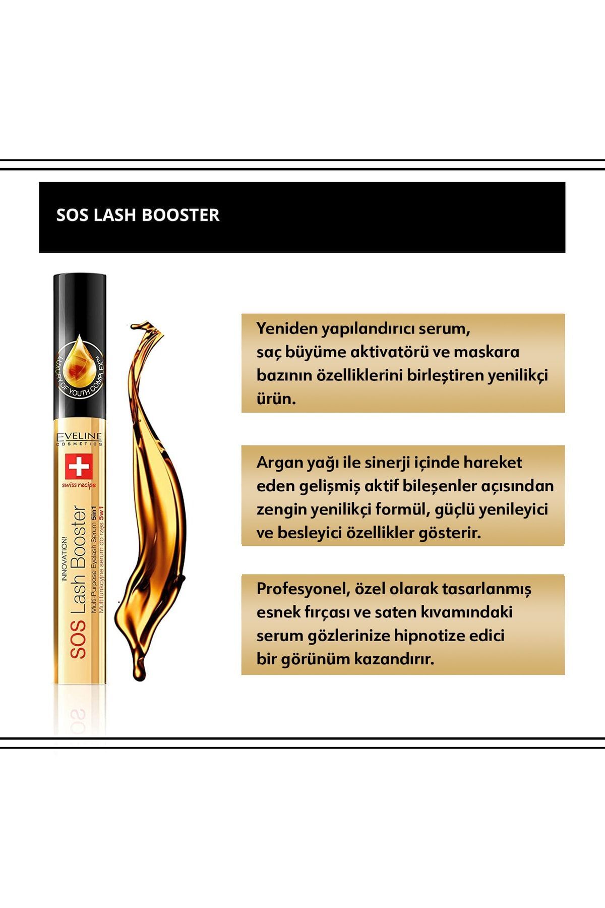 SOS LASH BOOSTER EYELASH SERUM 5IN1 WITH ARGAN OIL-
