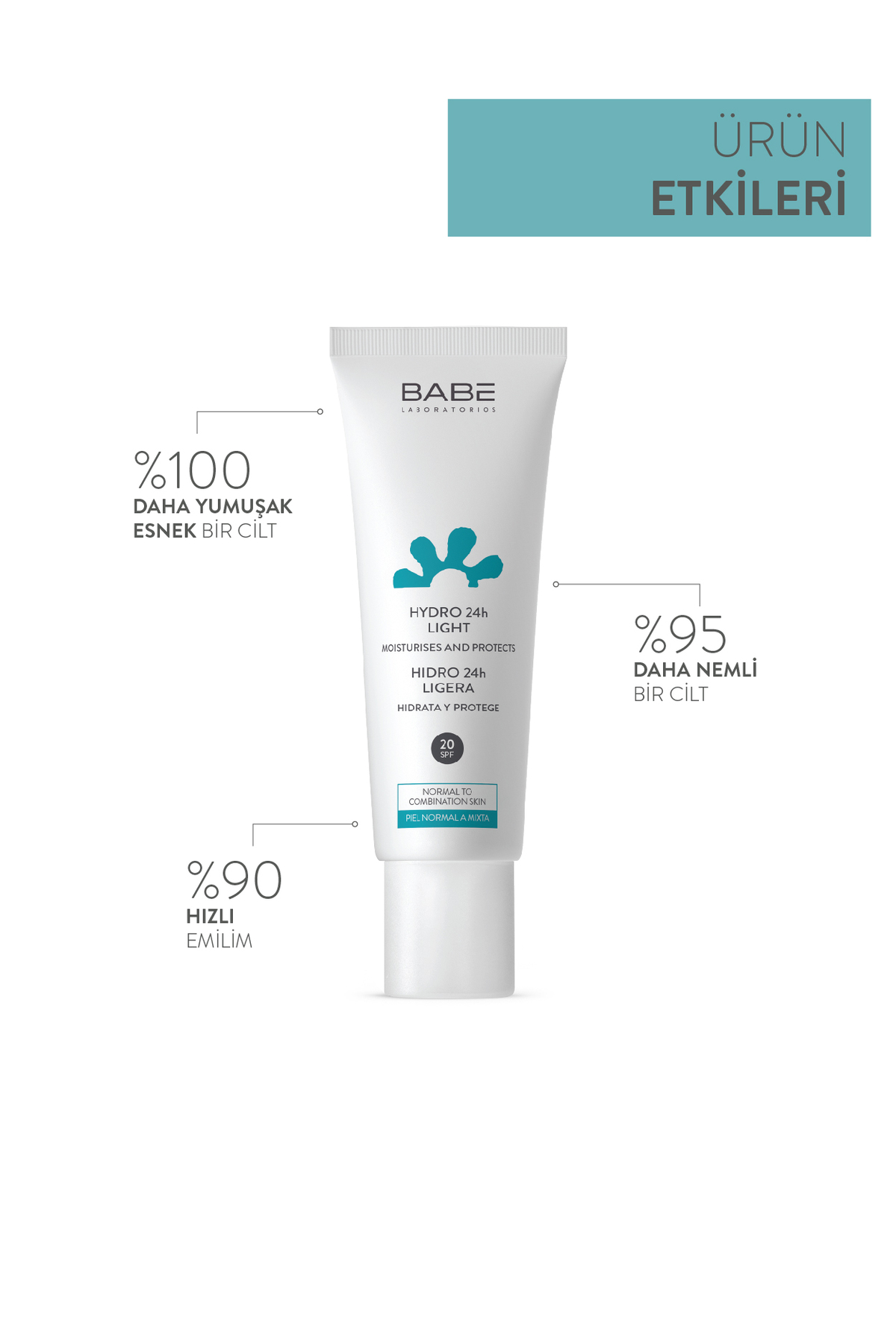 BABE HYDRO 24H LİGHT SPF20 NEMLENDİRİCİ KREM 50 ML-