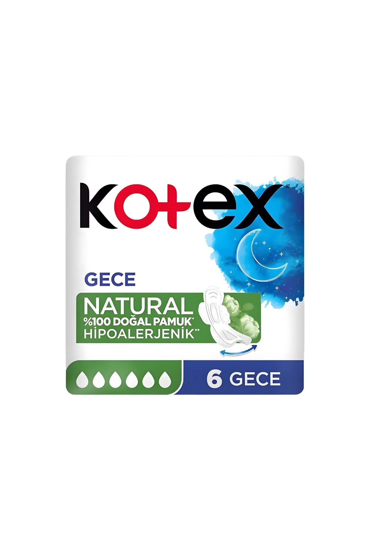 KOTEX 6 LI NATURAL HİPOALERJENİK GECE HİJYENİK PED-