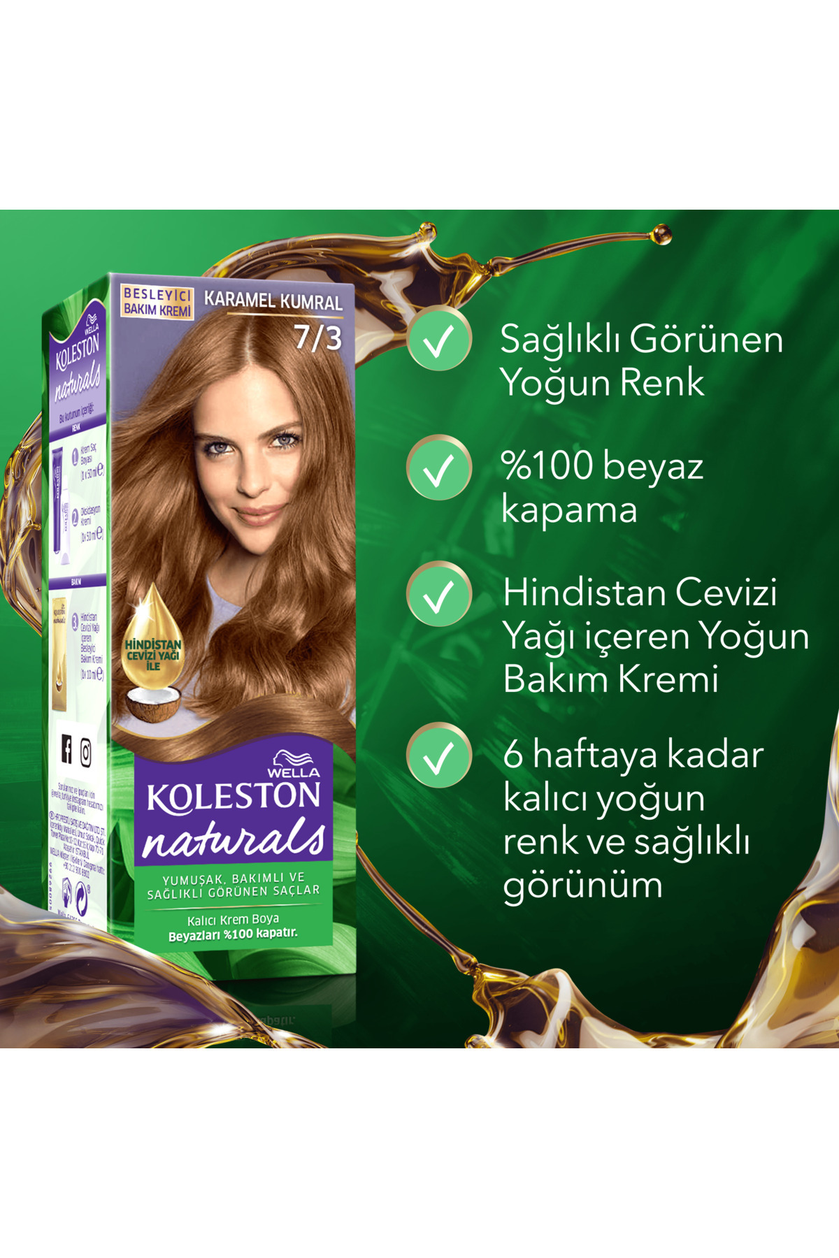 WELLA KOLESTON NATURALS SAÇ BOYASI 7/3 KARAMEL KUM-