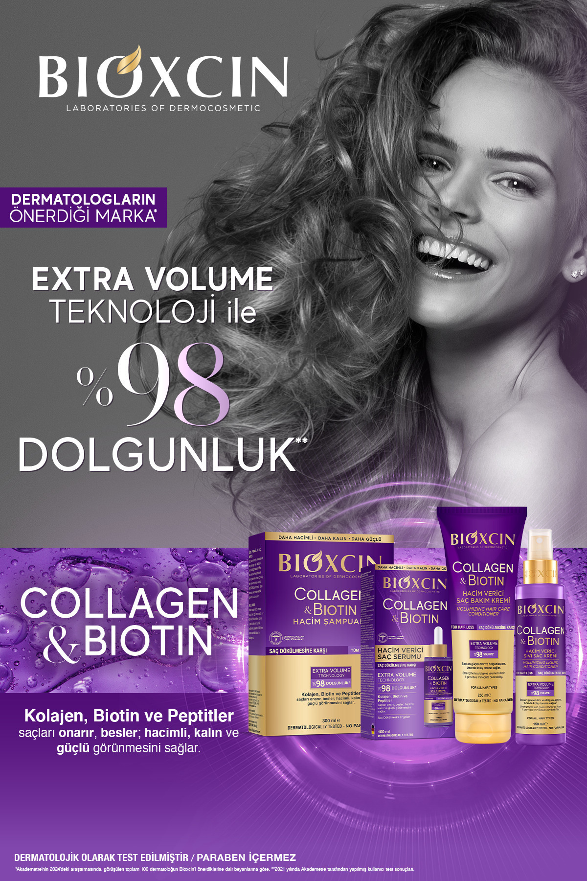 BİOXCİN COLLAGEN & BİOTİN EKSTRA HACİM & DOLGUNLAŞ ŞAMPUAN 300 ML-