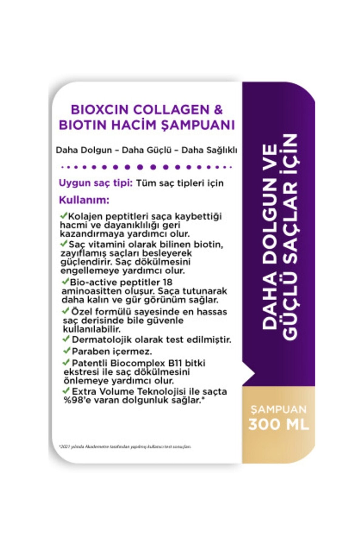 BİOXCİN COLLAGEN & BİOTİN EKSTRA HACİM & DOLGUNLAŞ ŞAMPUAN 300 ML-