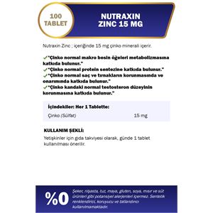 NUTRAXİN ZİNC SULPHATE - ÇİNKO TAKVİYESİ 15 MG 100-
