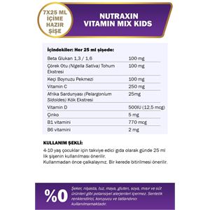 NUTRAXİN VİTAMİN MİX FOR KİDS 7X25 ML-
