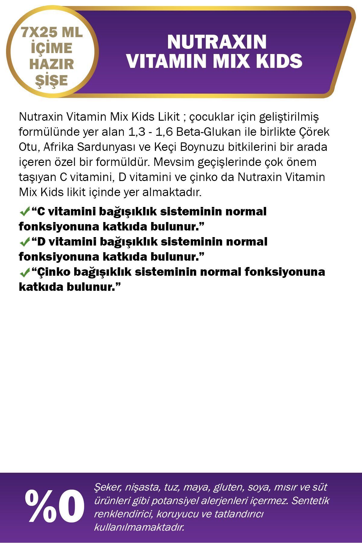 NUTRAXİN VİTAMİN MİX FOR KİDS 7X25 ML-