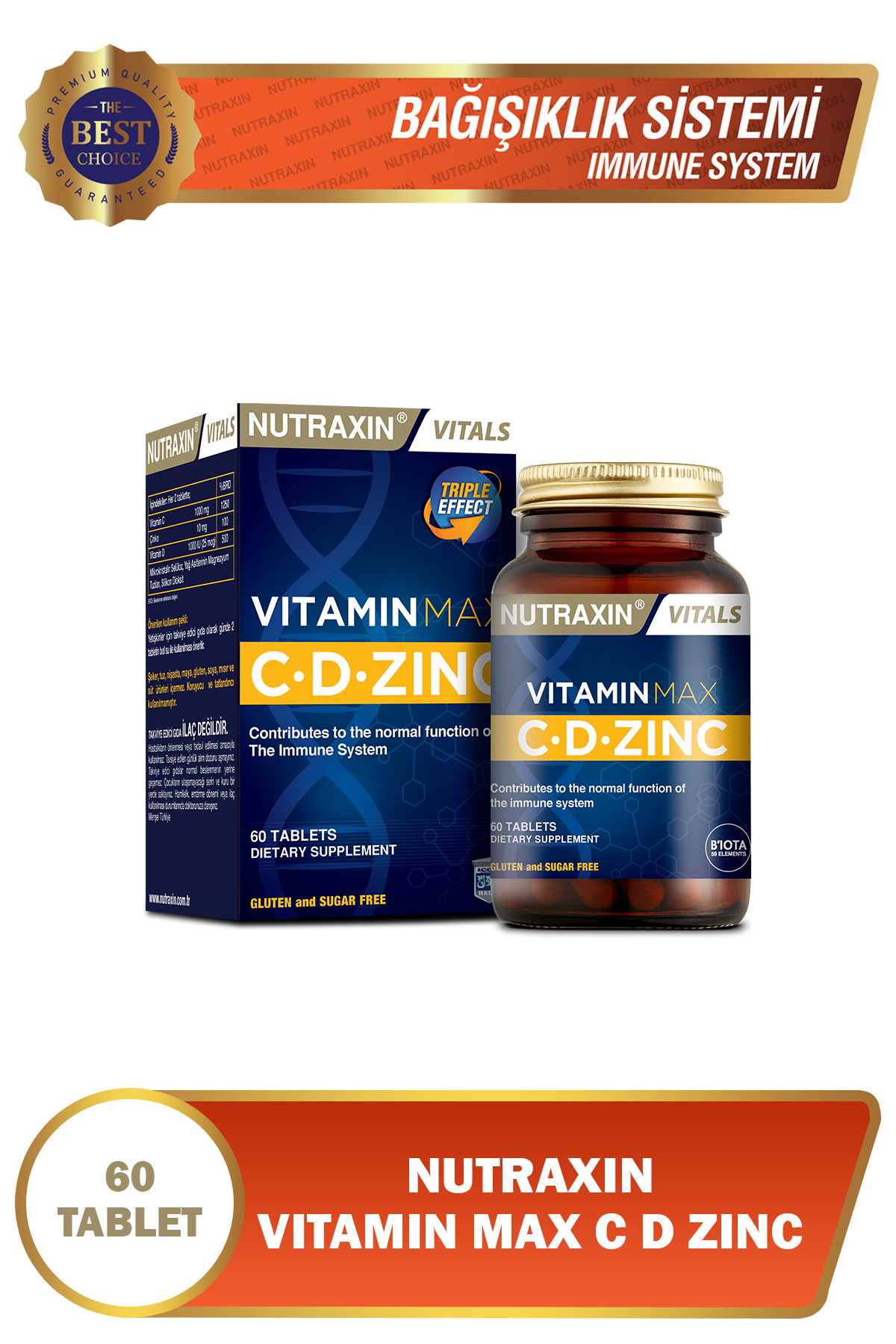 NUTRAXİN VİTAMİN MAX C-D-ZİNC 60 TABLET-