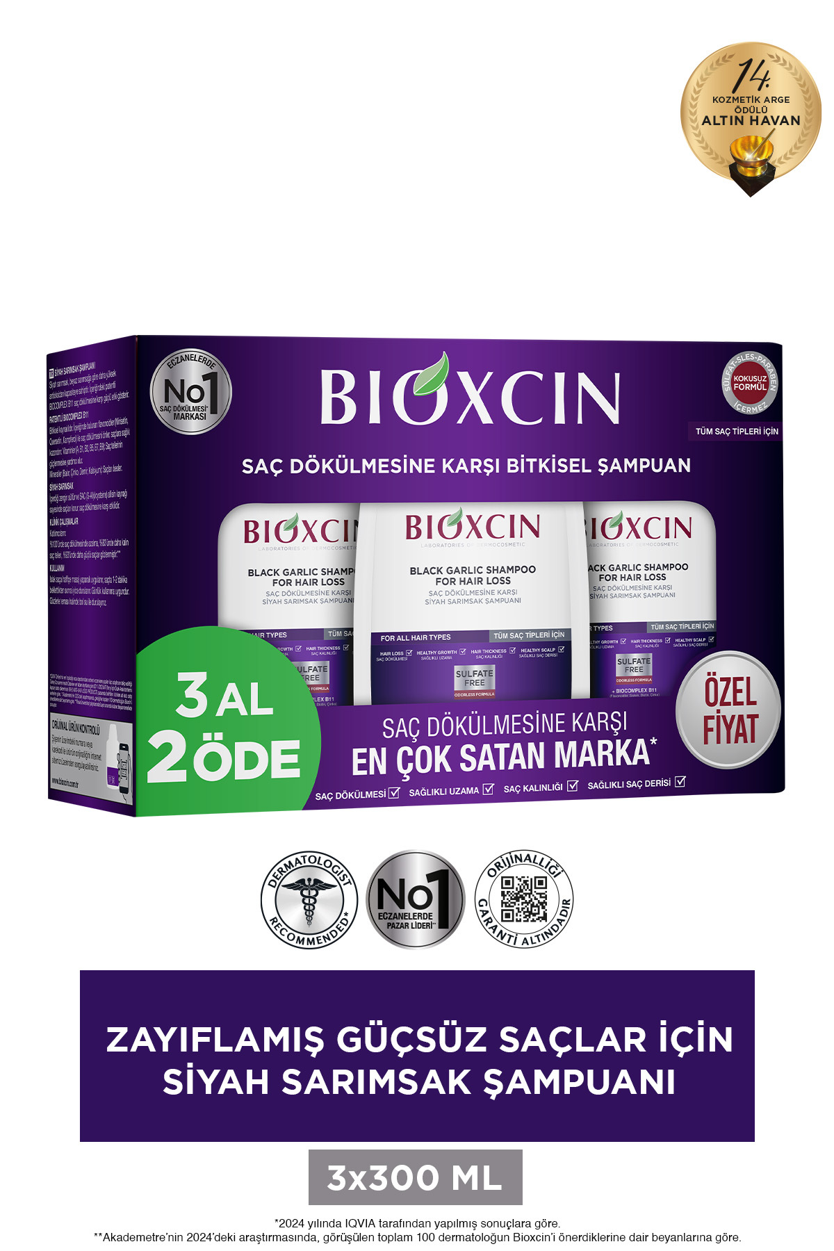 Bioxcin Siyah Sarımsak Şampuan 3x300 Ml-