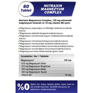 NUTRAXİN MAGNEZYUM COMPLEX 60 TABLET 250 MG-