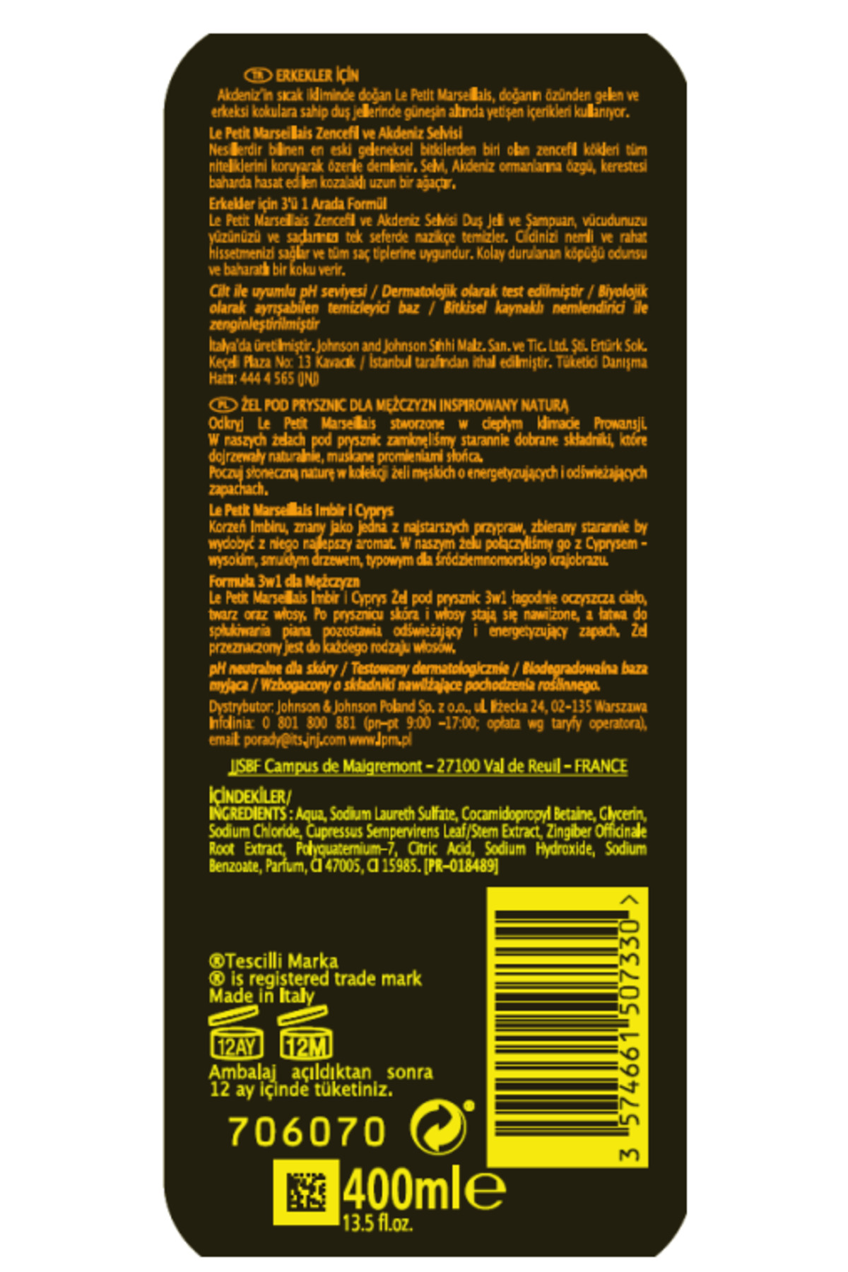 LPM DUŞ JELİ ZENCEFİL & AKDENİZ SELVİSİ İ 400 ML-