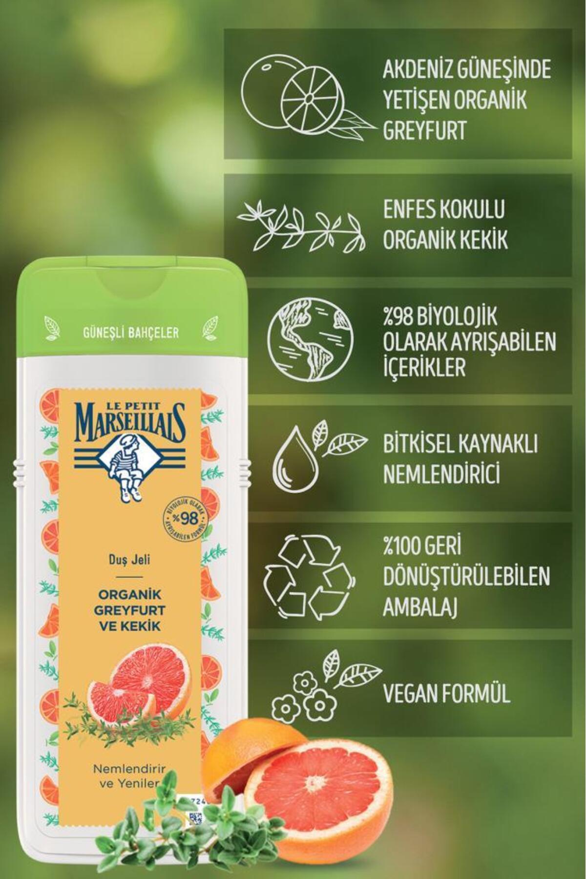 LE PETİT MARSEİLLAİS ORGANİK GREYFURT - KEKİK DUŞ JELİ 400ML-