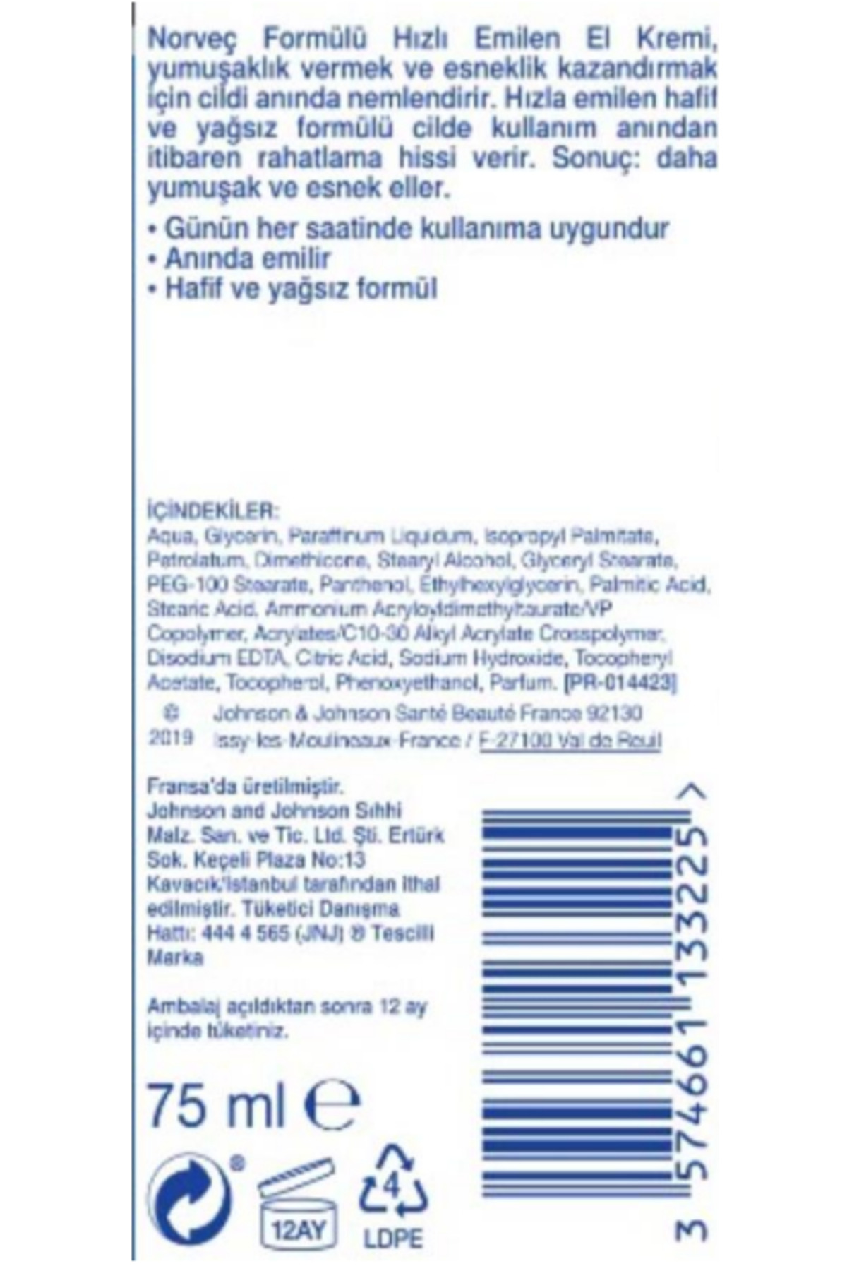 NEUTROGENA HIZLI EMİLEN EL KREMİ 75 ML-