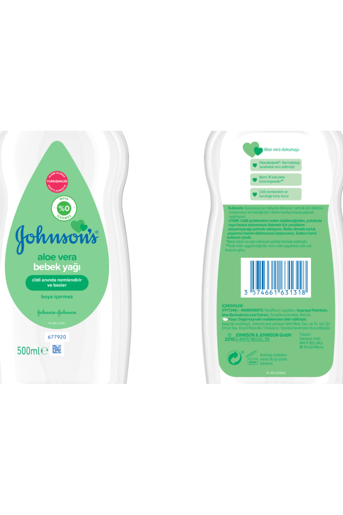 JOHNSONS BABY ALOE VERA BEBEK YAĞI 500 ML-