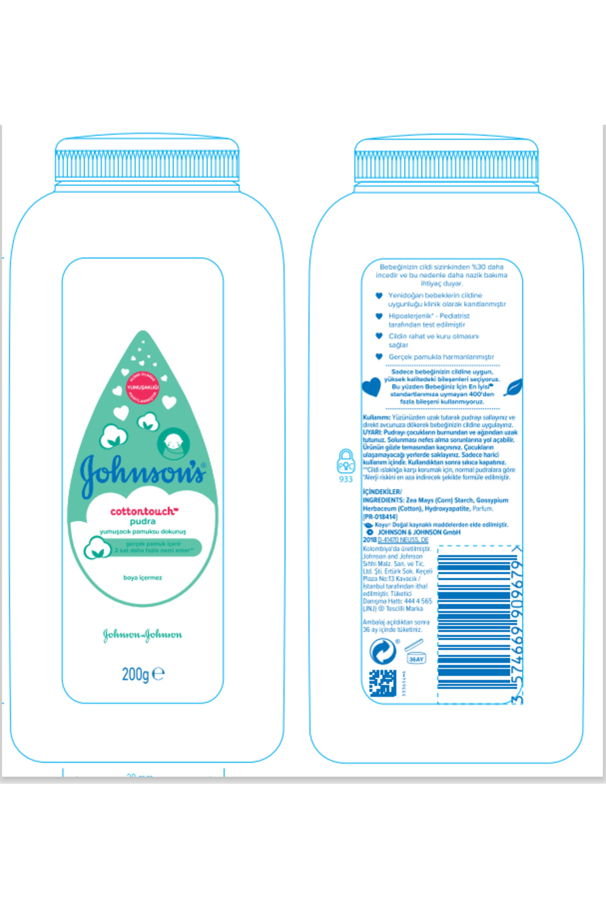 JB COTTON TOUCH PUDRA 200 GR-