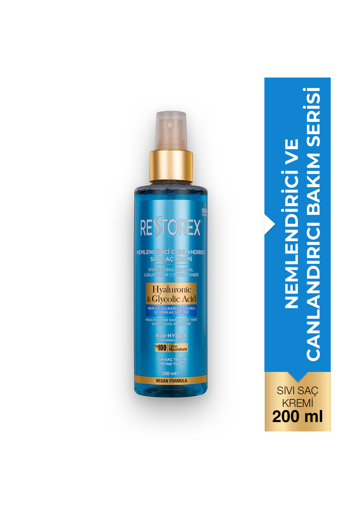 Restorex Hydra Nemlendirici Canlandırıcı Bakım Sıvı Saç Kremi 200 Ml - Hyaluronik Asit Glikoik Asit Sülfatsız-