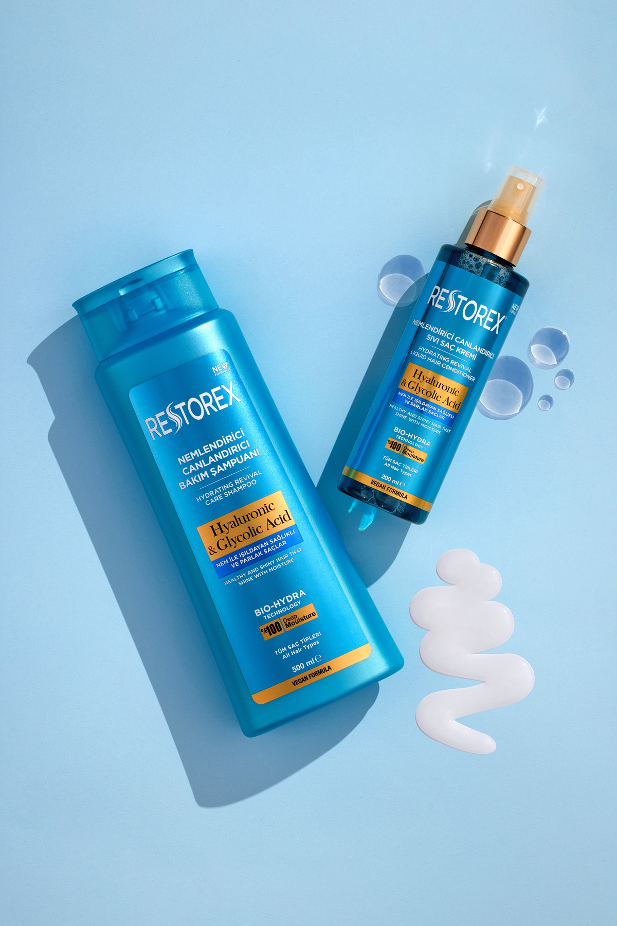 Restorex Hydra Nemlendirici Canlandırıcı Bakım Sıvı Saç Kremi 200 Ml - Hyaluronik Asit Glikoik Asit Sülfatsız-