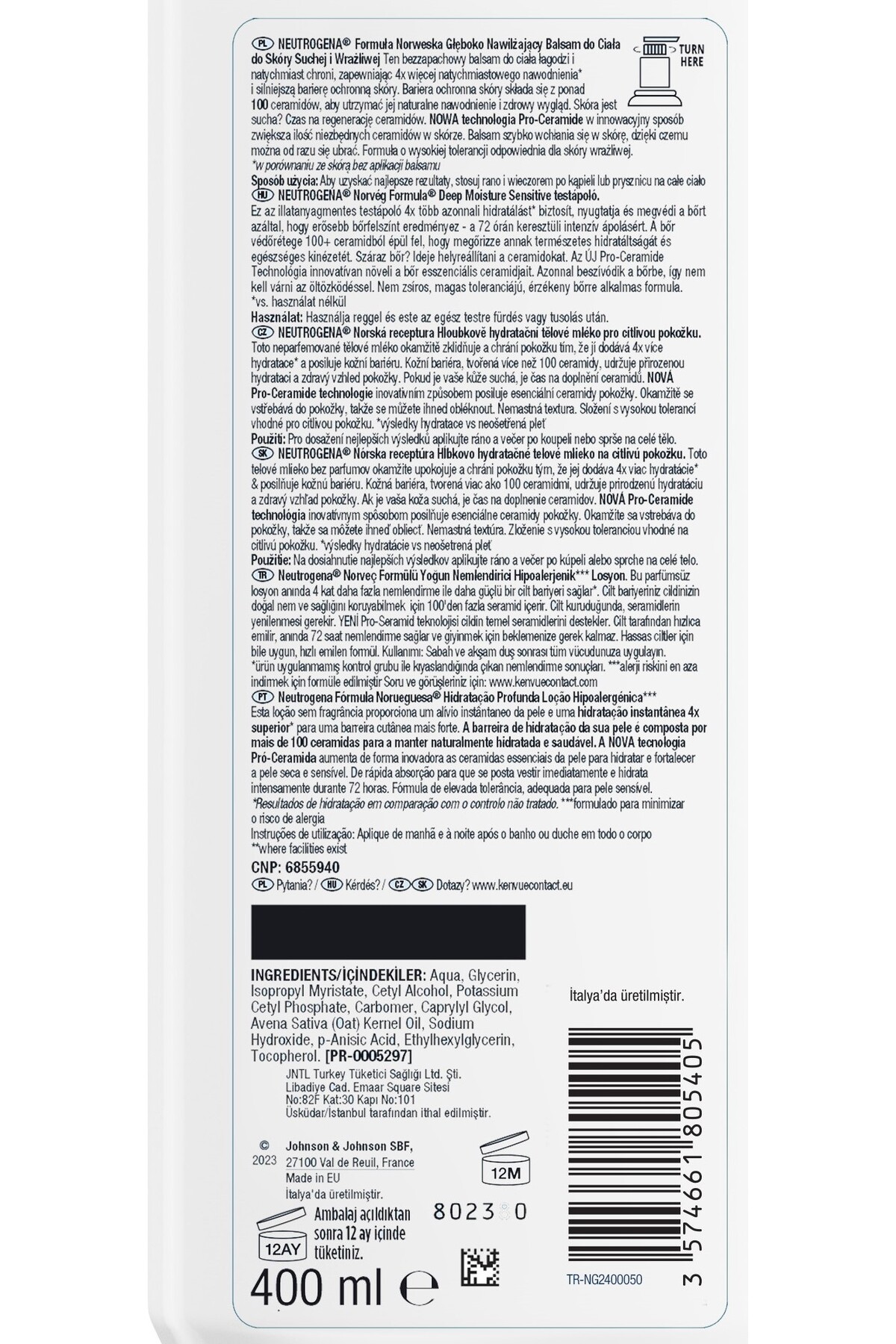 NEUTROGENA HASSAS BAKIM PARFÜMSÜZ VÜCUT LOSYON 400ML-