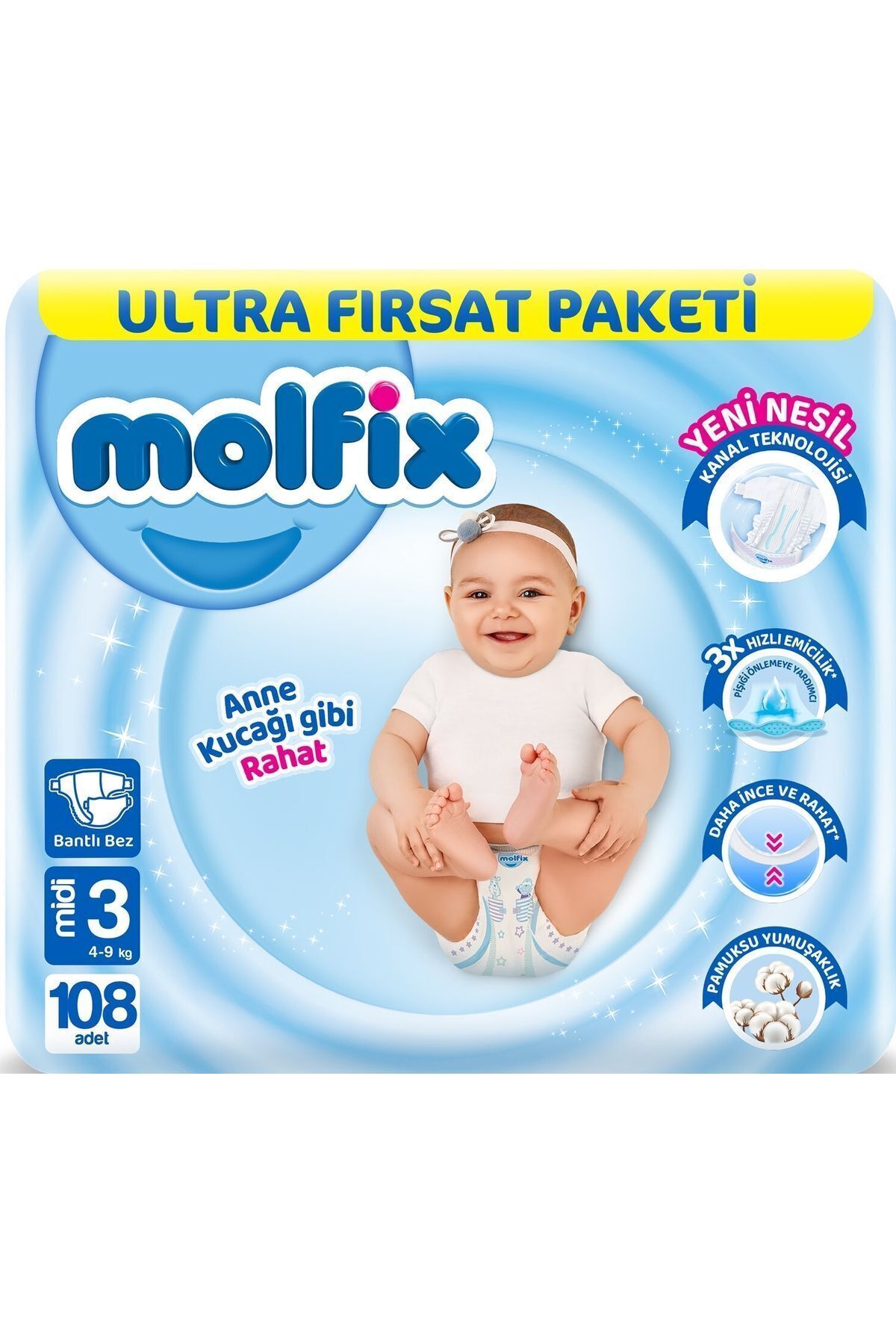 molfix Bebek Bezi Ultra Fırsat Paketi Midi 3 No 108 Li-