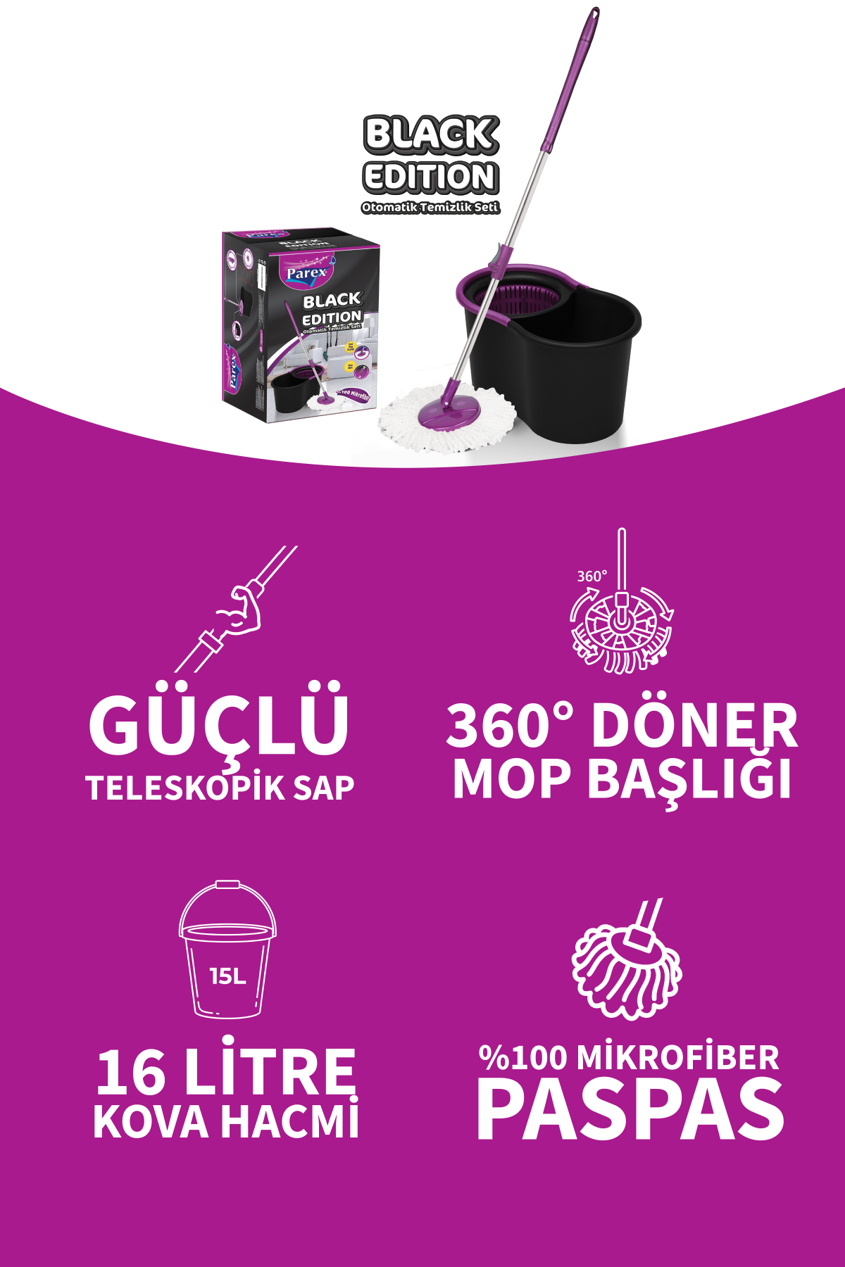 Parex Black Edition Otomatik Temizlik Seti-