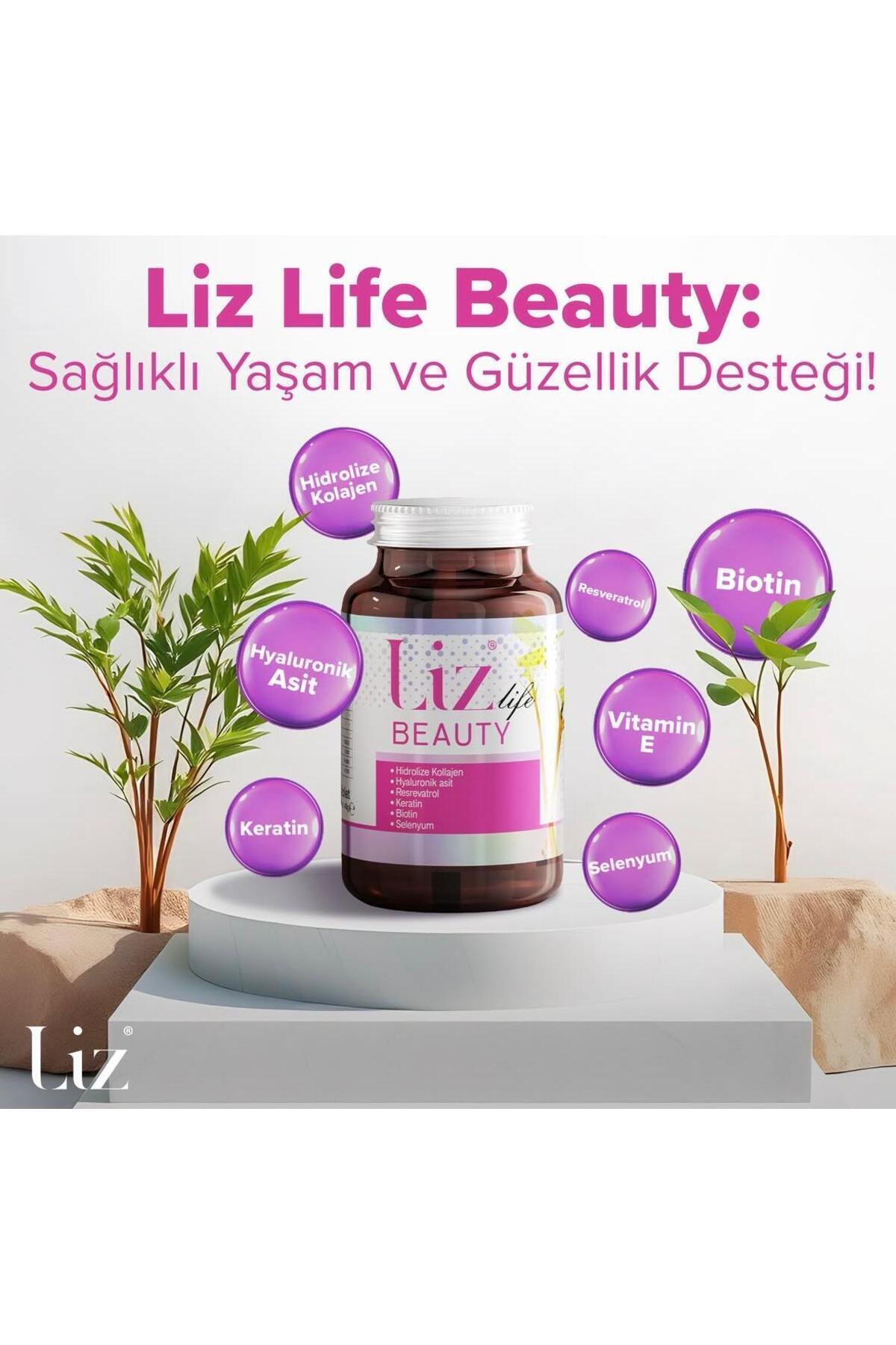 Liz Life Beauty 30 Tablet | Kolajen, Hyaluronik Asit Ve Vitaminlerle Cilt, Saç Ve Tırnak Desteği-