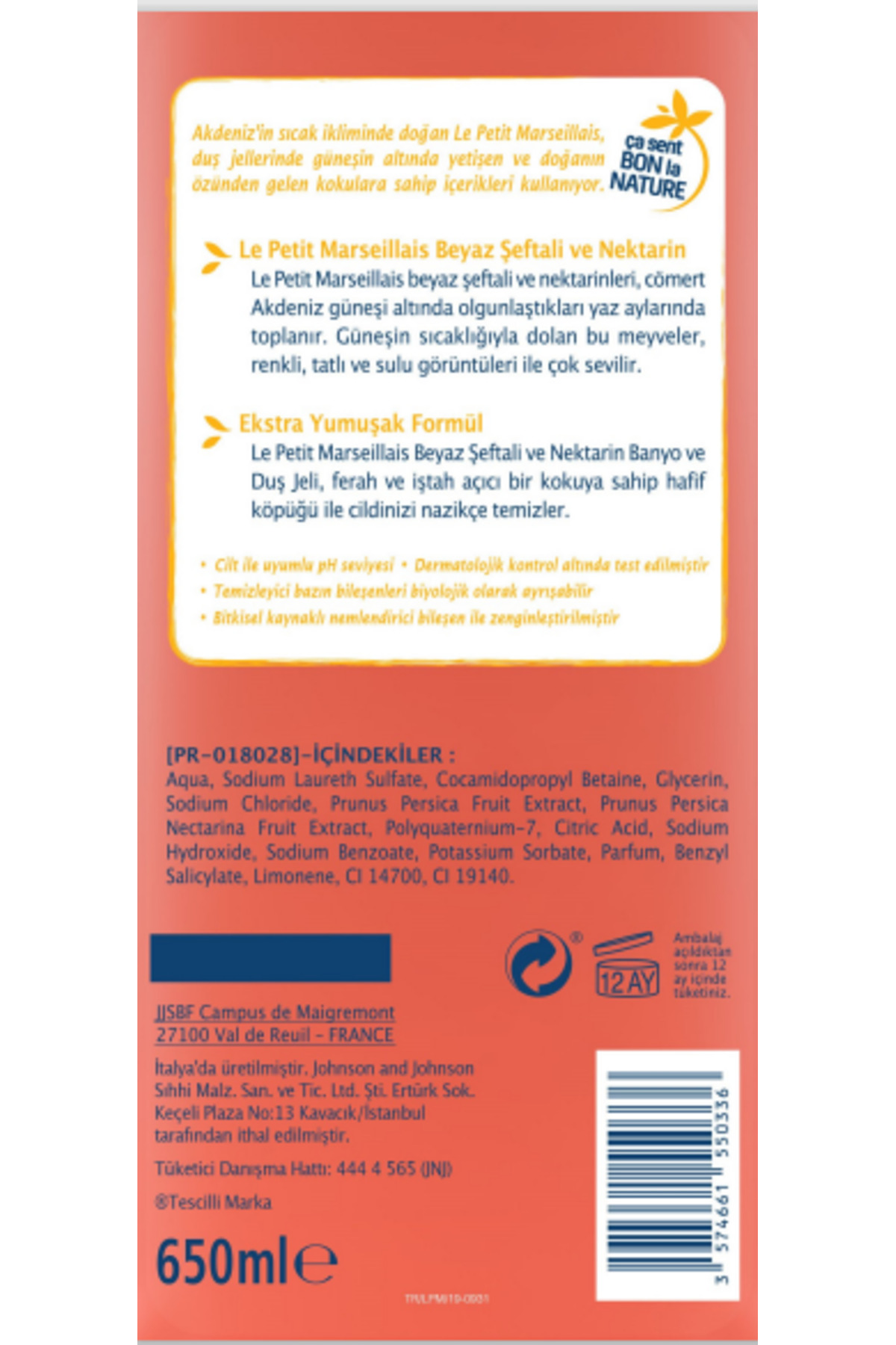 Le Petit Marseillais Beyaz Şeftali Ve Nektarin Duş Jeli 650 ml-