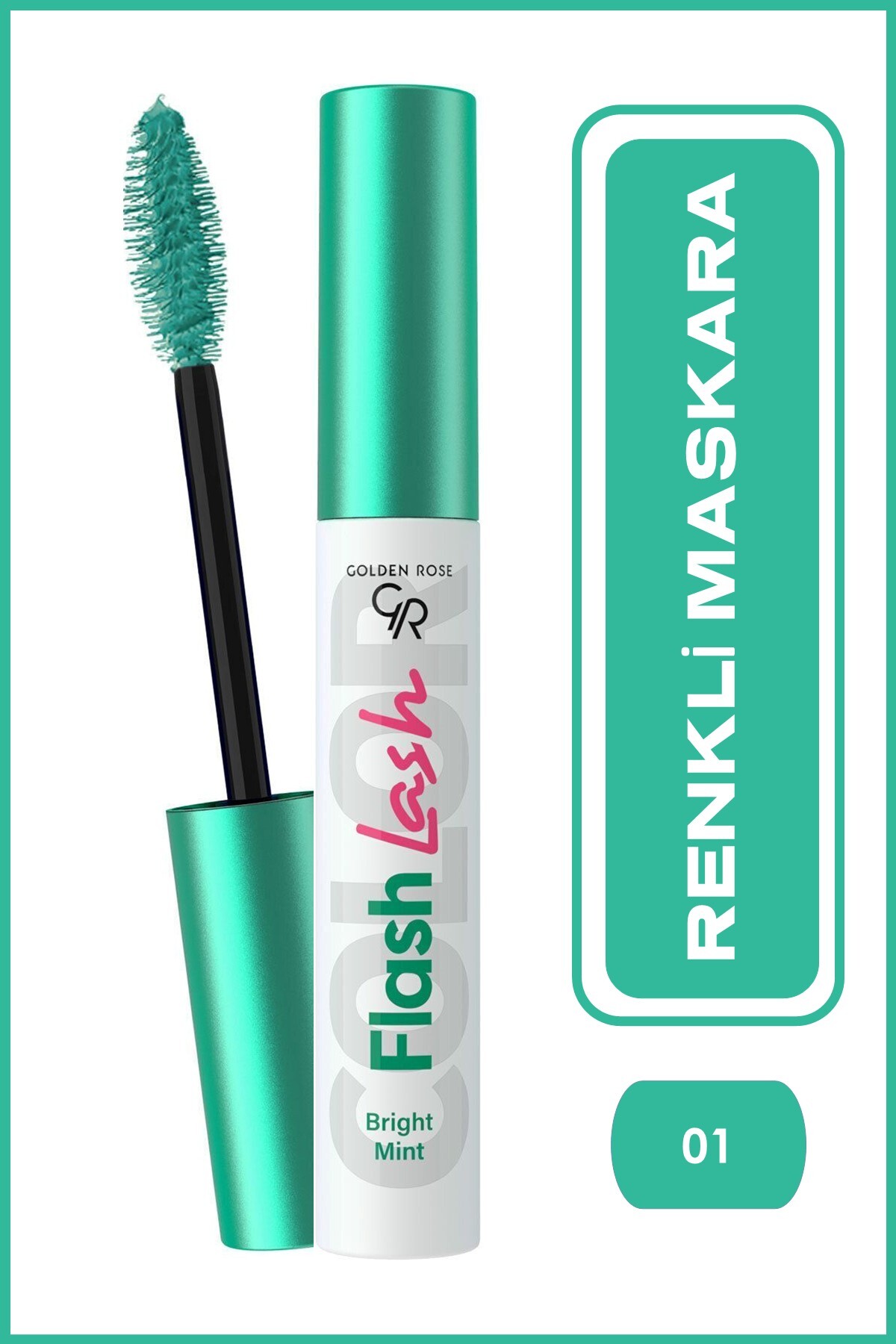 Golden Rose Flash Lash Colered Mascara No:01 Bright Mint - Renkli Maskara-