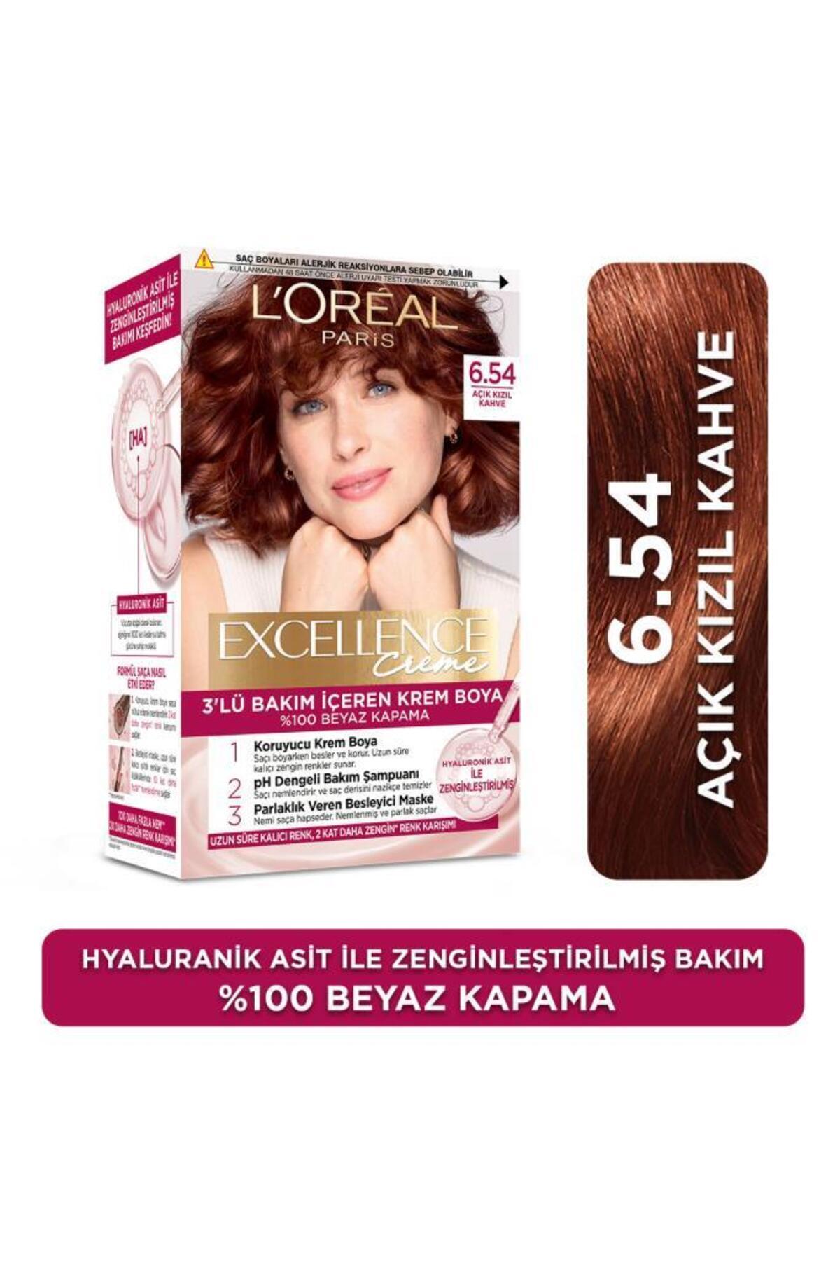 L'Oreal Paris Excellence Creme Saç Boyası 6.54 Açık Kızıl Kahve-