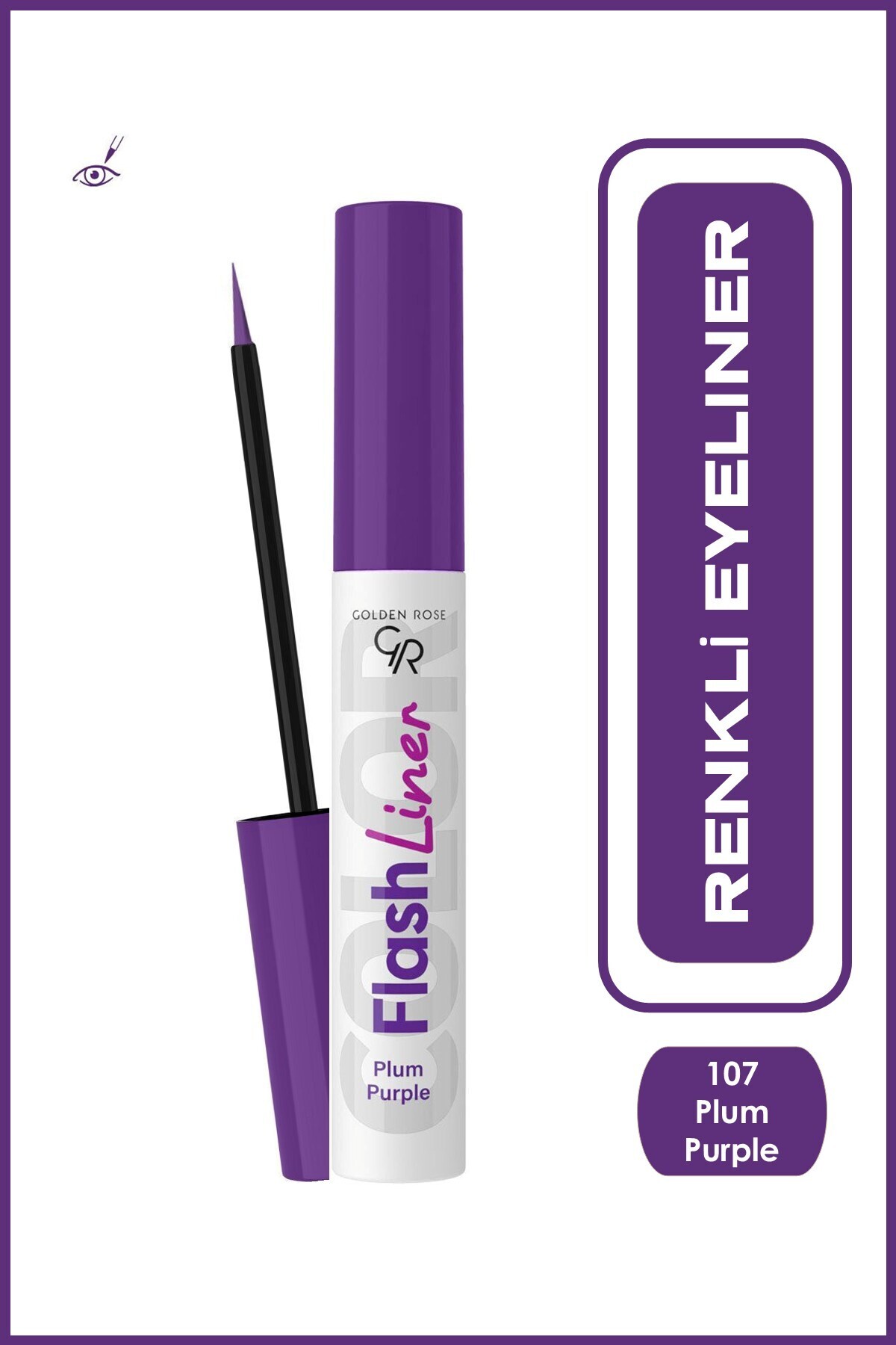 Golden Rose Flash Liner Colered Eyeliner No:107 Plum Purple - Renkli Eyeliner - 8691190535179-