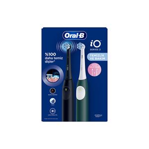 Oral-B iO 2 Şarjlı Diş Fırçası Seti 2'li – Gece Siyahı / Yeşil-