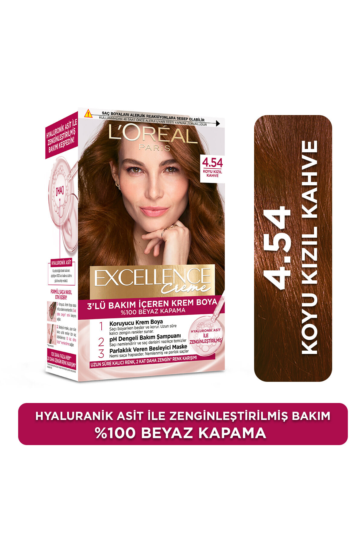 L'Oreal Paris Creme Saç Boyası 4.54 Koyu Kızıl Kahve-
