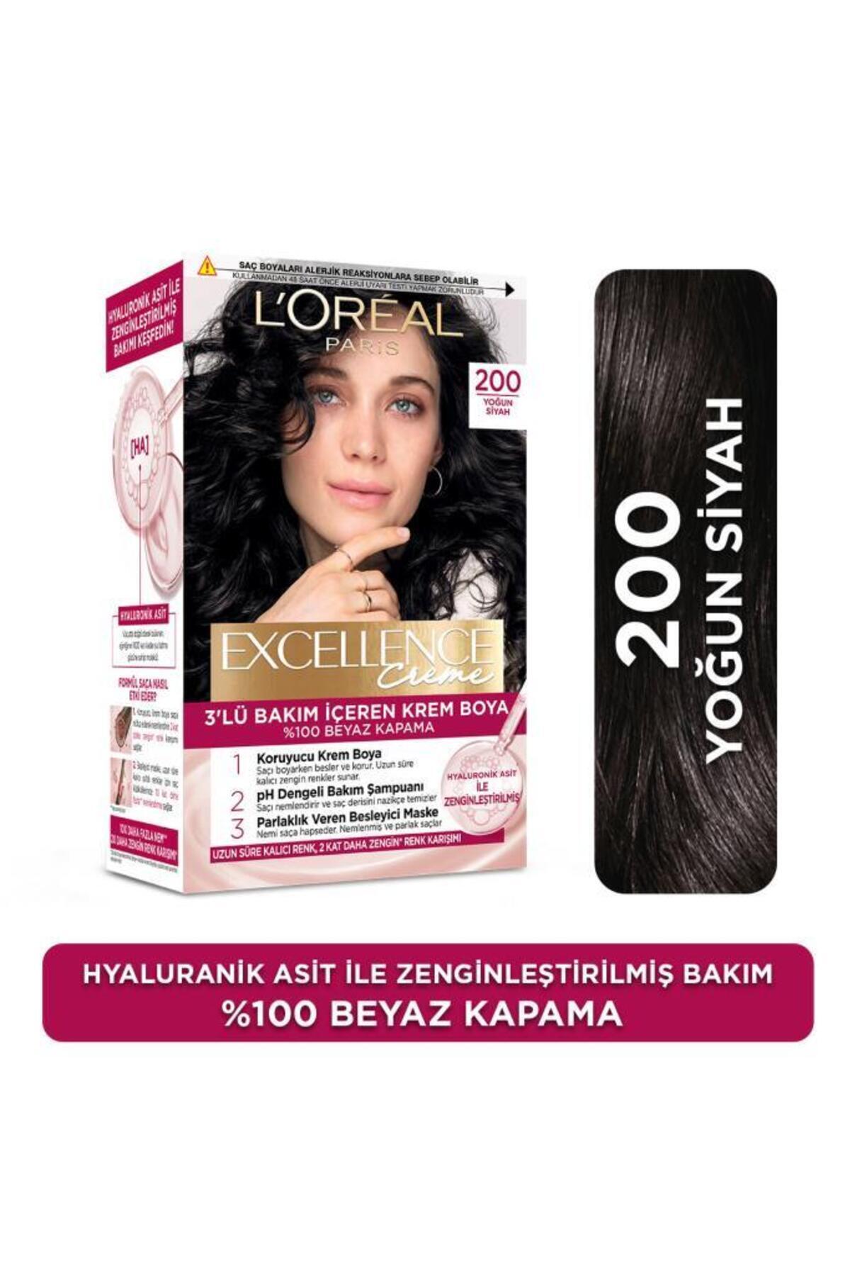 L'Oreal Paris Excellence Creme Saç Boyası 200 Yoğun Siyah-
