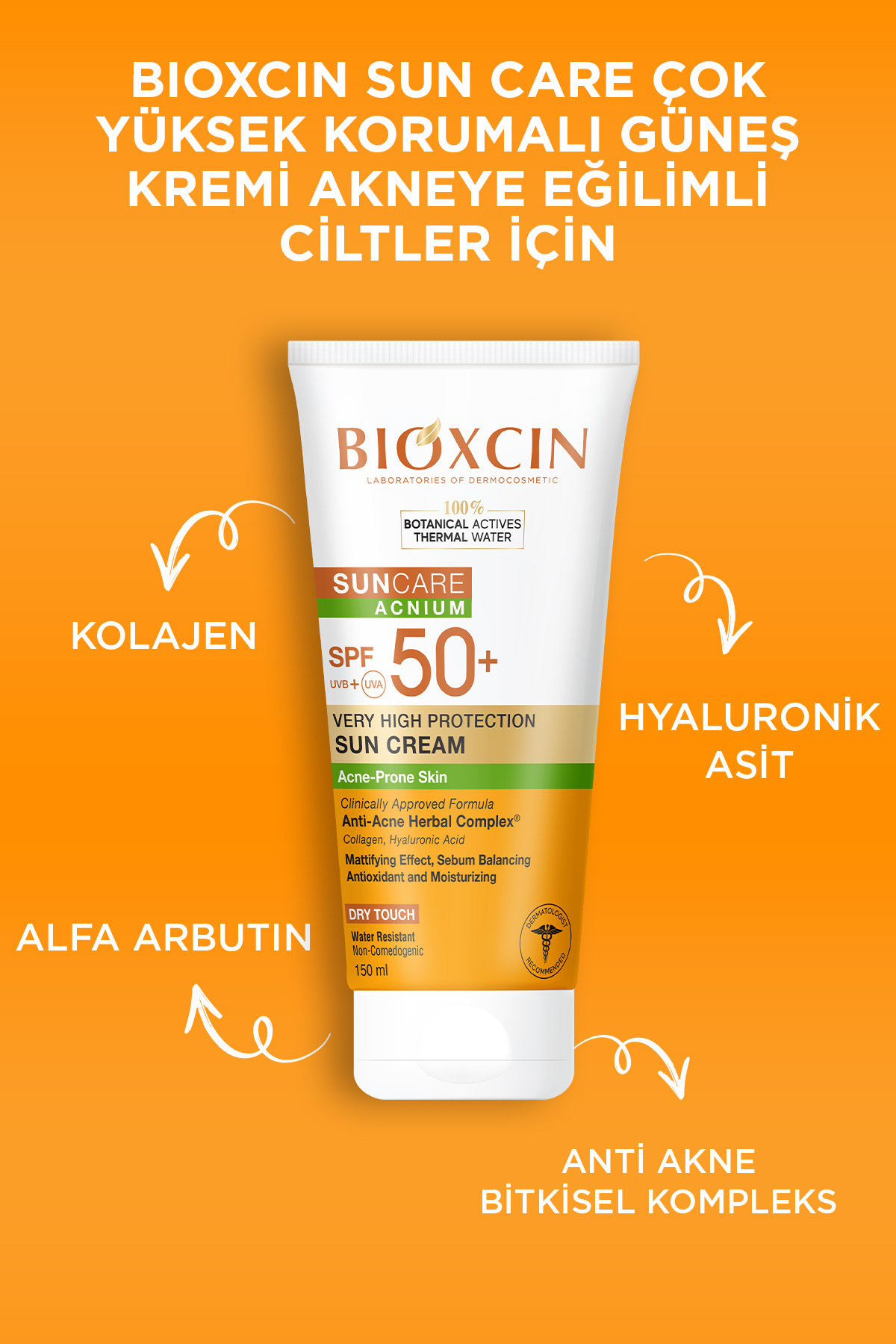Bioxcin Sun Care Acnium Spf 50 Güneş Koruyucu Krem 150 ml-