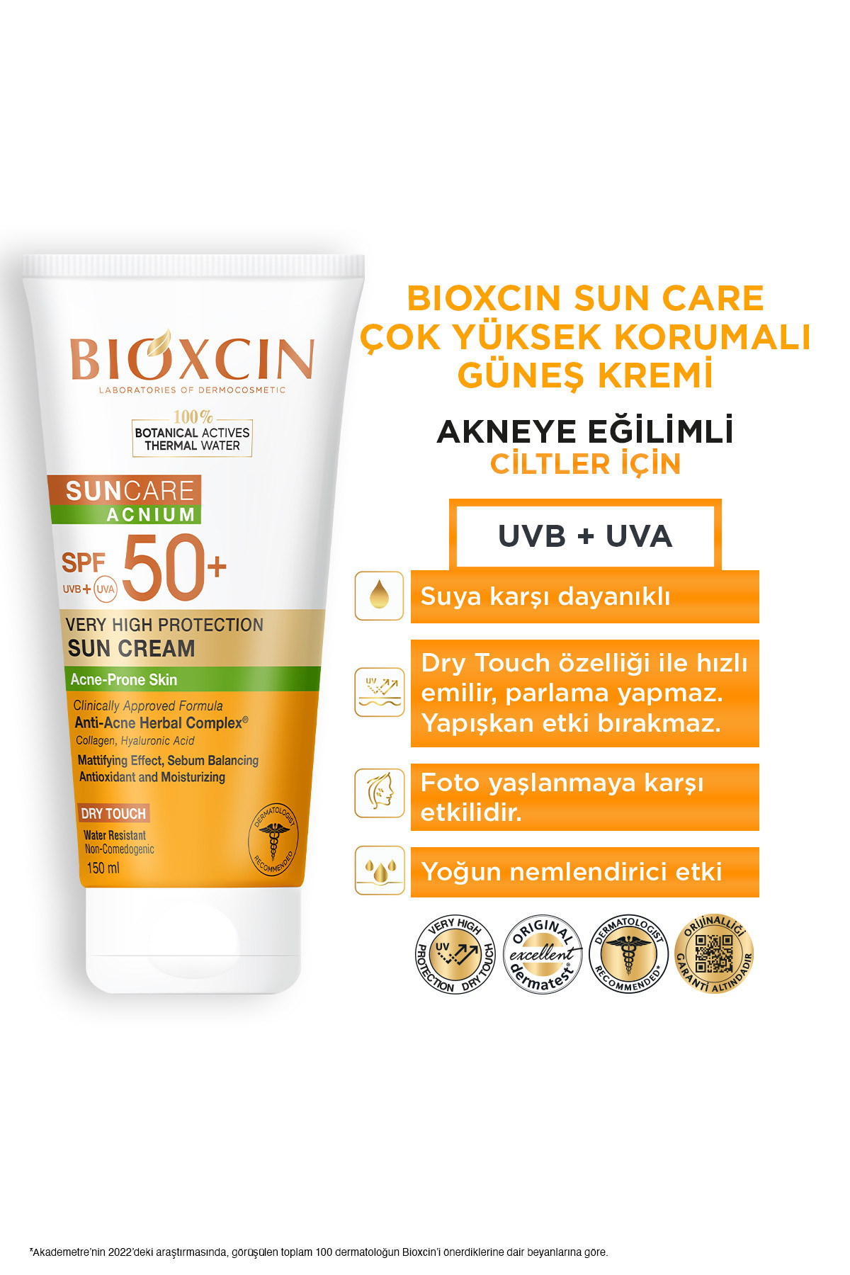 Bioxcin Sun Care Acnium Spf 50 Güneş Koruyucu Krem 150 ml-