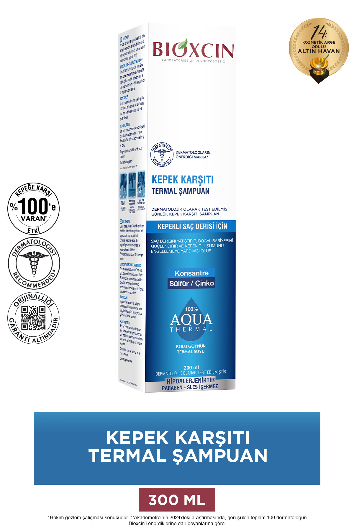 BİOXCİN AQUA-THERMAL KEPEK KARŞITI ŞAMPUAN 300 ML-