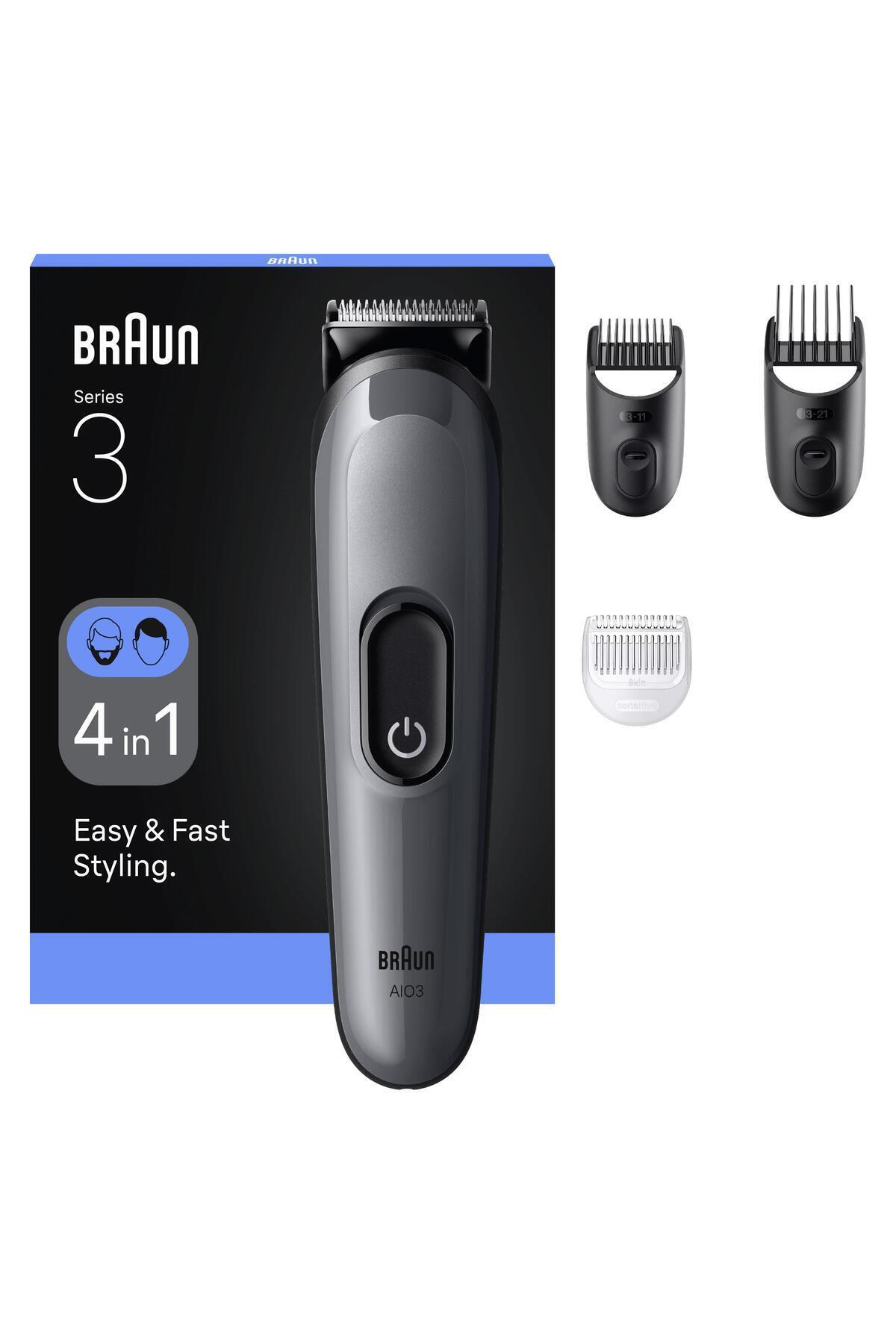 Braun Hepsi Bir Arada Series 3, 4’ü 1 arada Tıraş Kiti, Keskin Bıçak, 14 Uzunluk, AIO3500-