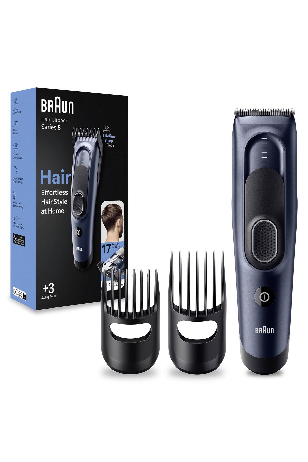 Braun Series 5 Hc5350, Erkekler Için 17 Uzunluk Ayarına Sahip Saç Kesme Makinesi-