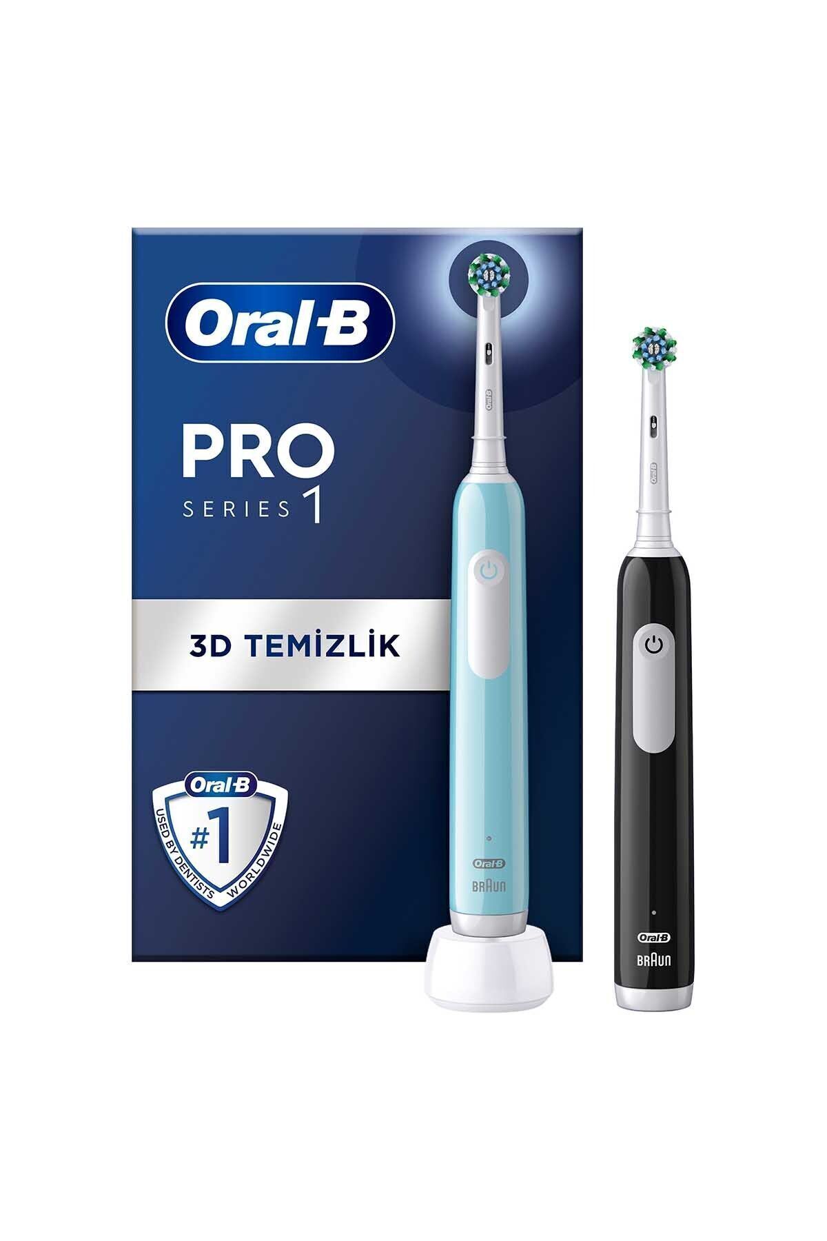 Oral-B Pro Series 1 Ikili Paket, Siyah Ve Mavi Elektrikli Diş Fırçaları, 2 Diş Fırçası Başlığı-