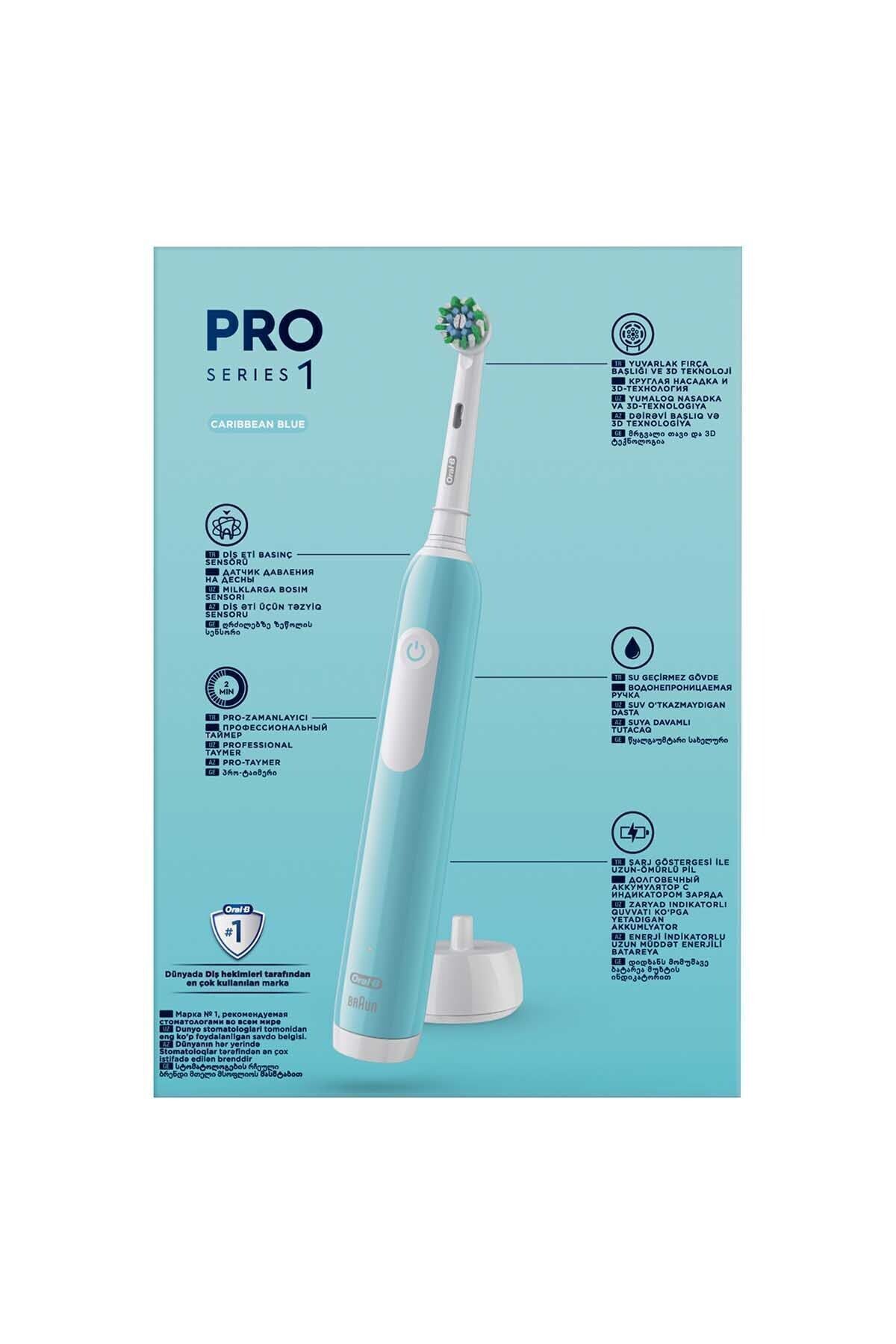 Oral-B Pro Series 1 Ikili Paket, Siyah Ve Mavi Elektrikli Diş Fırçaları, 2 Diş Fırçası Başlığı-