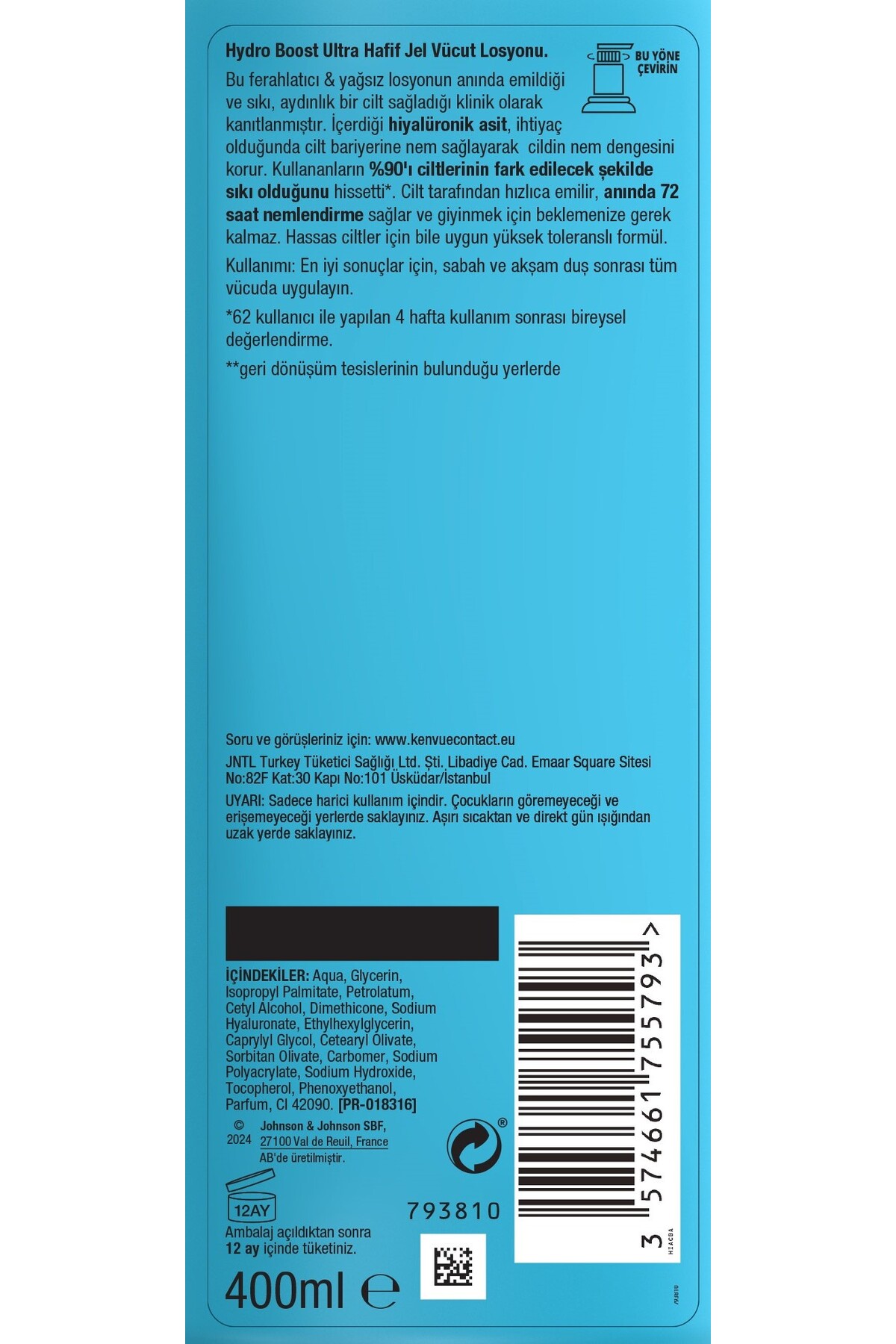 Neutrogena Hydro Boost Ultra Hafif Jel Vücut Losyonu 400 ml-