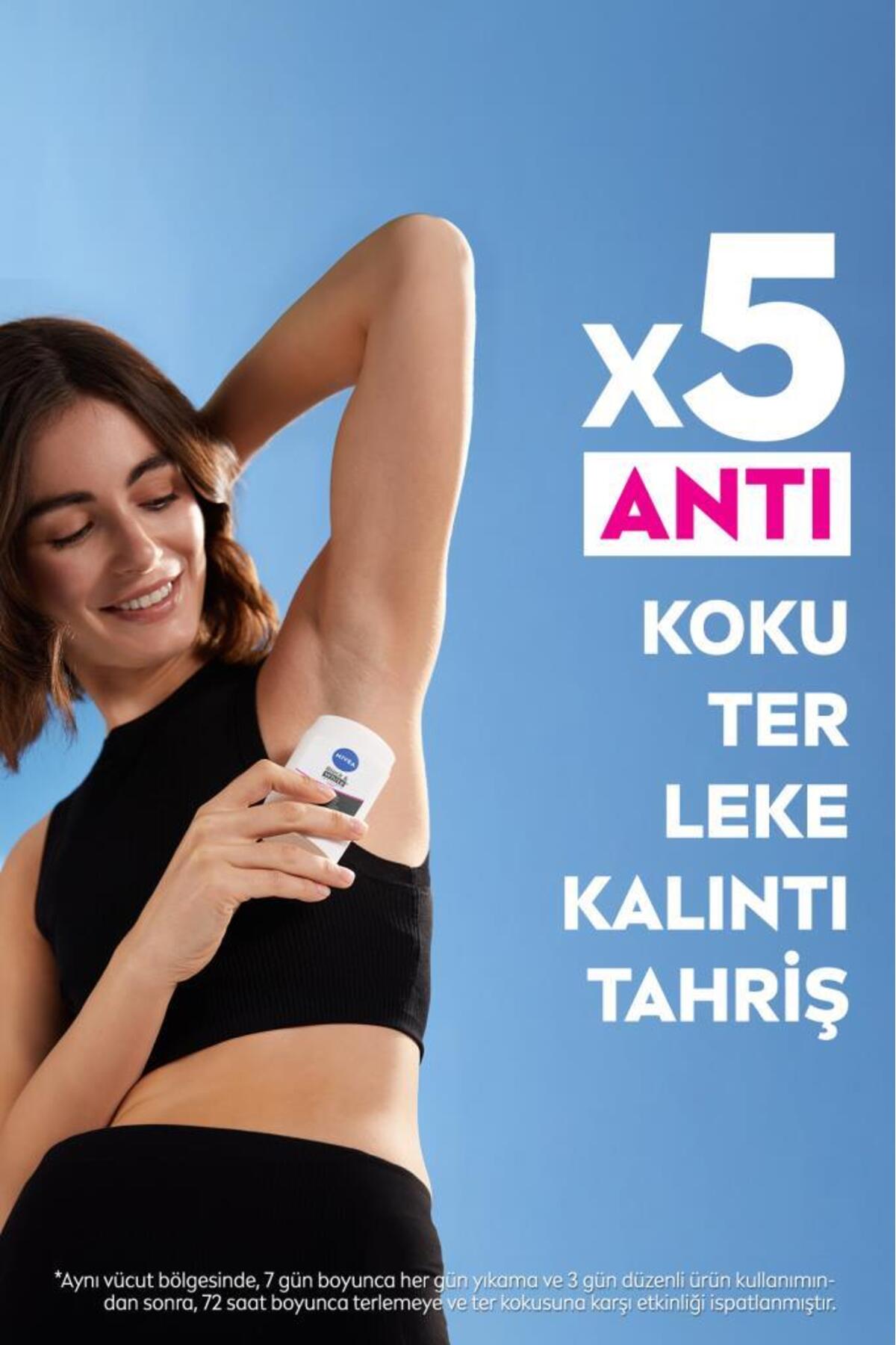 NIVEA Kadın Stick Deodorant Black&white Invisible Clear 50ml, 72 Saat Anti-perspirant Ter Koruması-