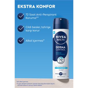 NIVEA MEN Erkek Sprey Deodorant Derma Control Defend 150ml,Hyaluron,Pro Vitamin B5,72 Saat Anti-perspirant-